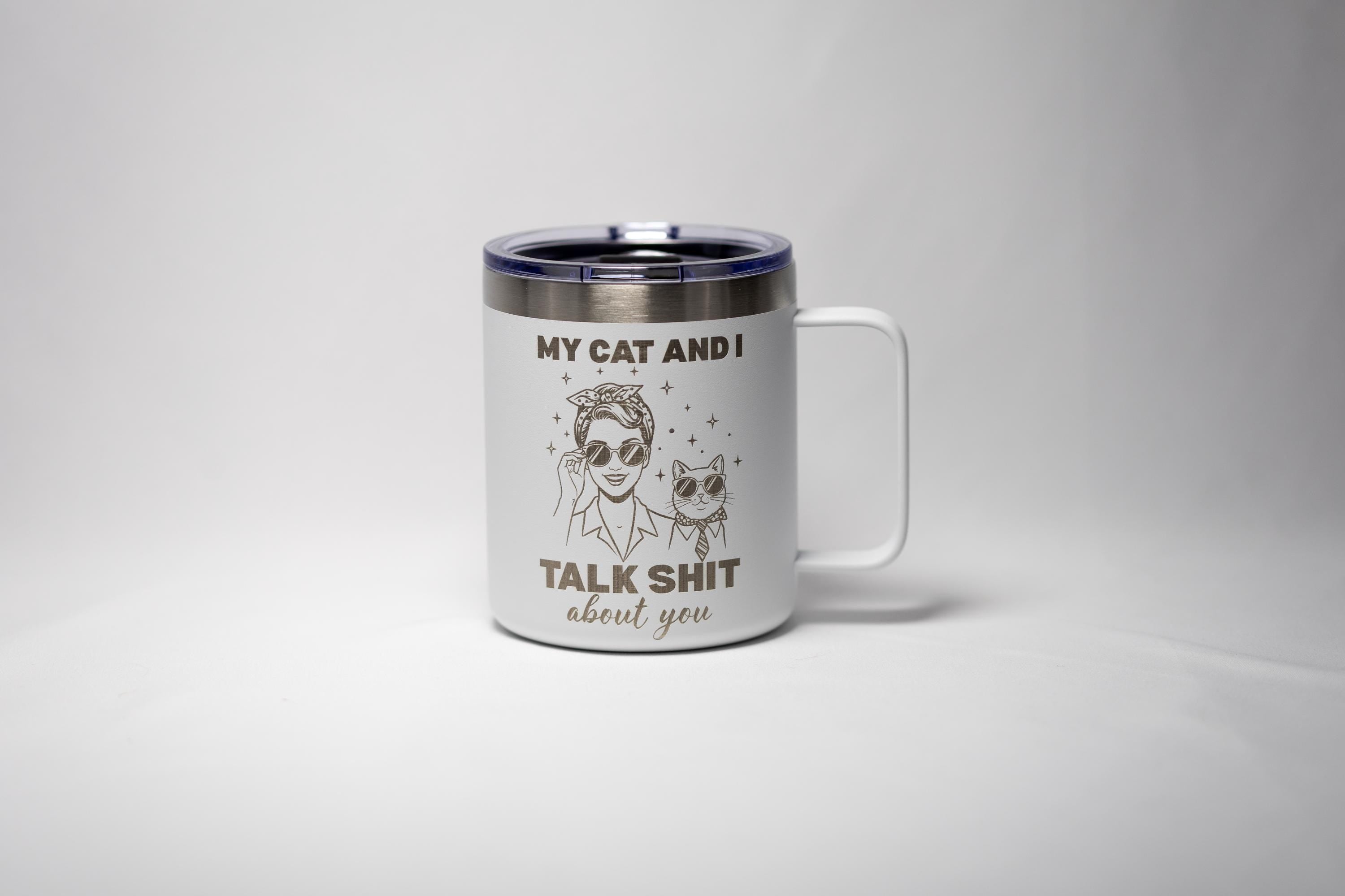 Sarcastic Cat Mug – Funny Stainless Steel Yeti Style Tumbler, 14oz Double Sided Engraving