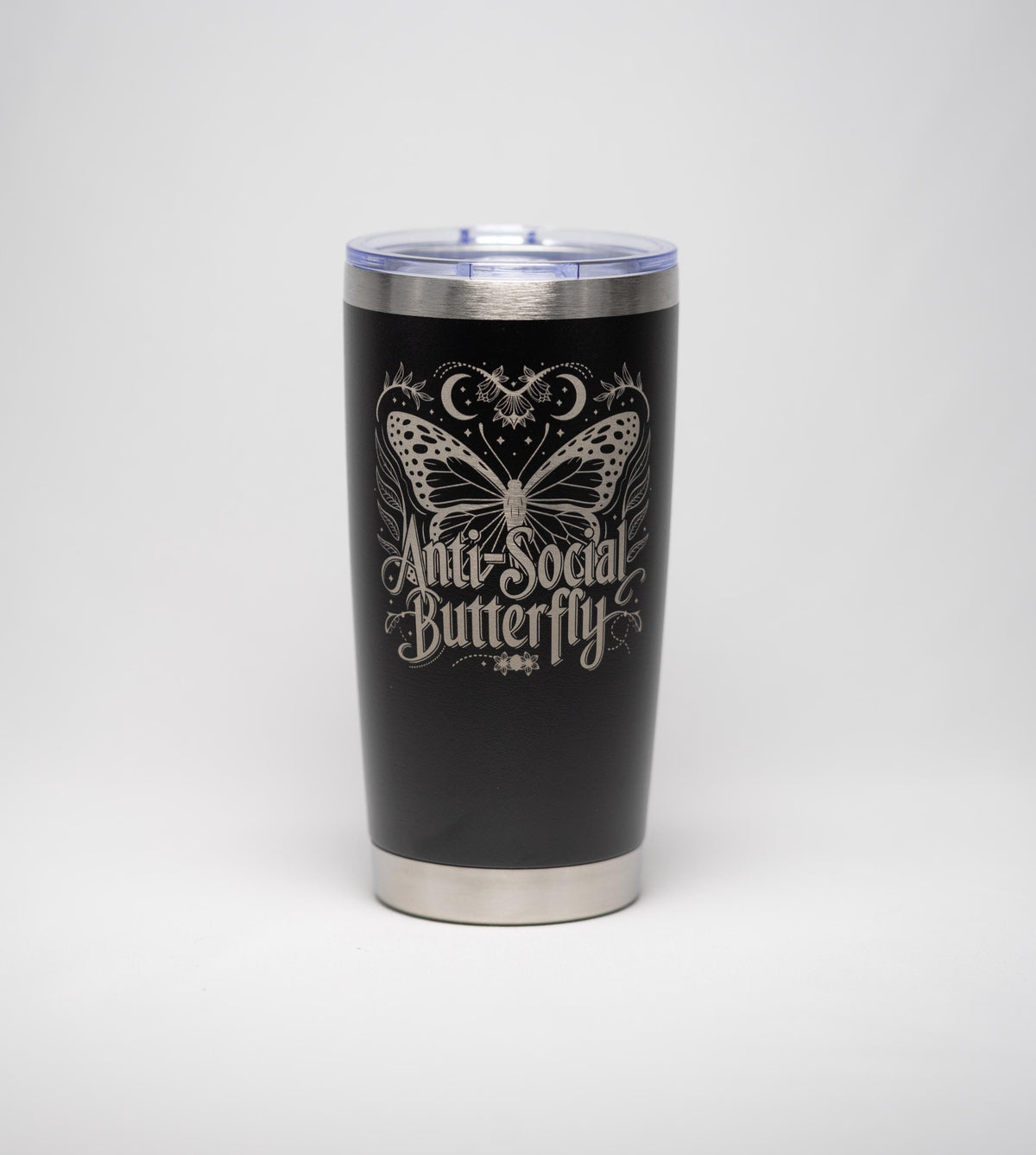 Insulated Travel Tumbler – Laser Engraved Butterfly Design, Custom Powder Coated, 20oz