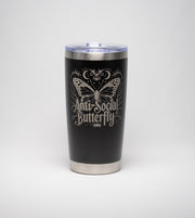 Insulated Travel Tumbler – Laser Engraved Butterfly Design, Custom Powder Coated, 20oz