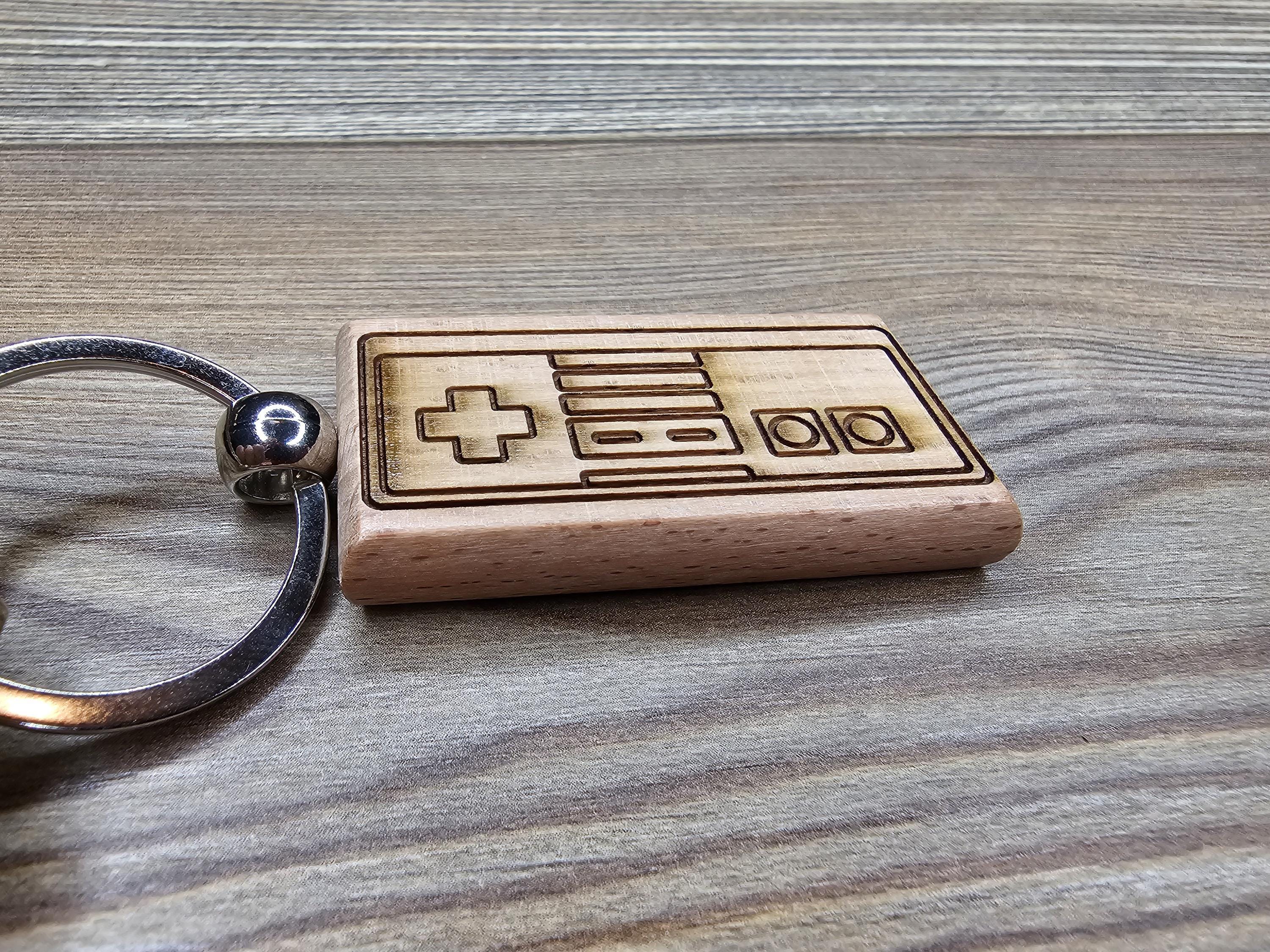 NES Controller Keychain - Hardwood Retro Gaming Gift | Double Sided Engraving
