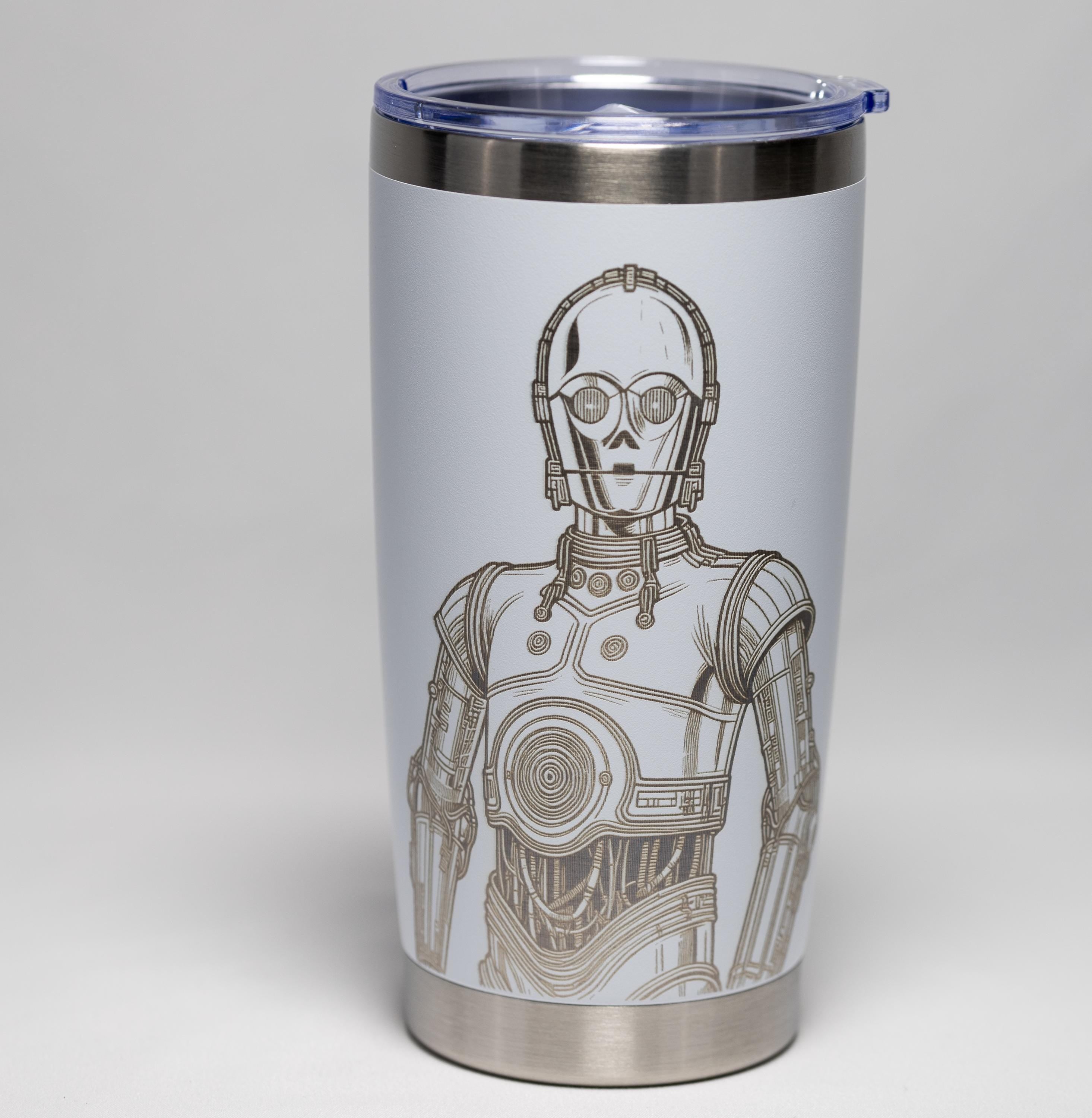 Stainless Steel Tumbler – 20 Oz Vacuum Insulated Cup with Laser Engraved Protocol Droid Design