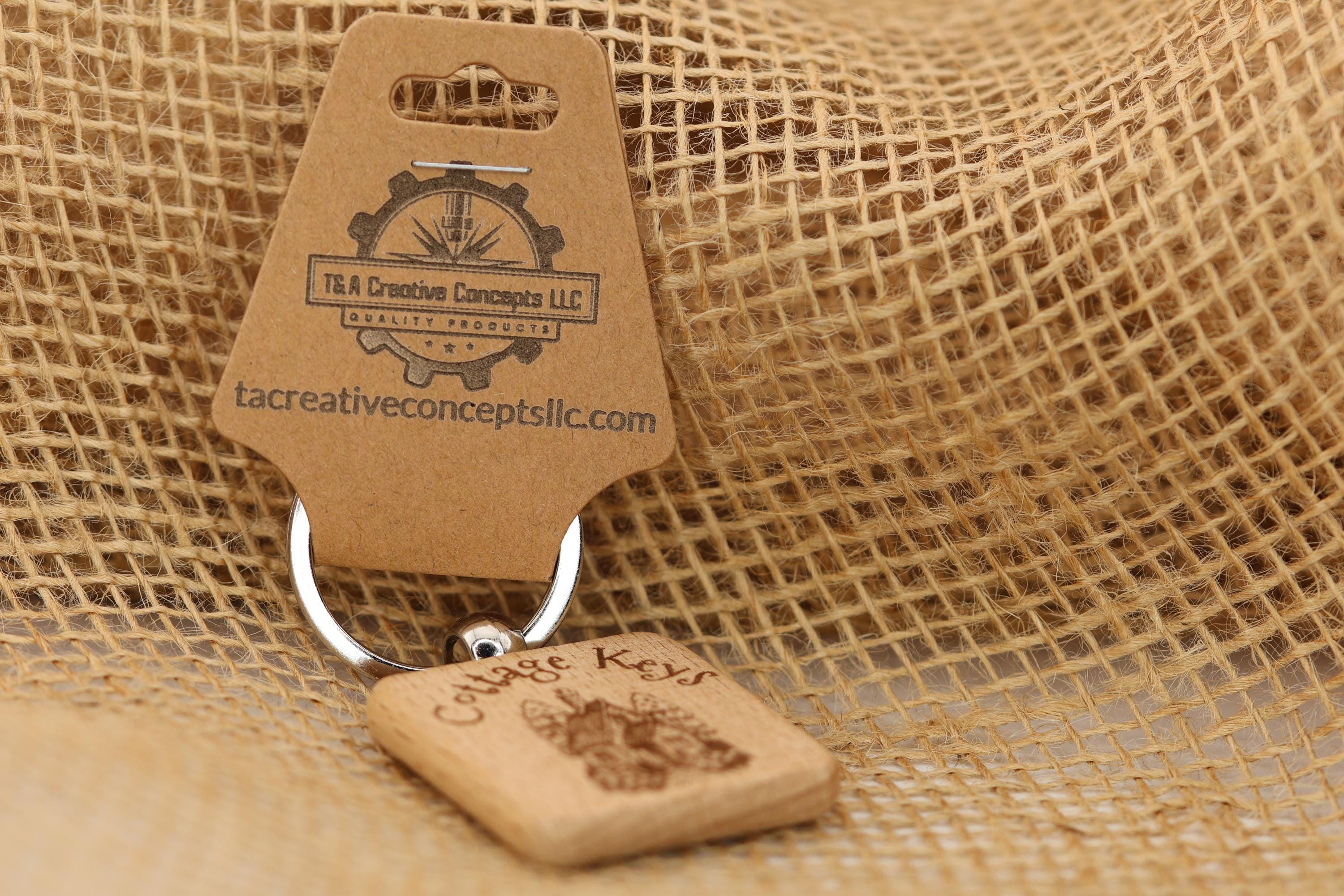 Cottage Keys Keychain | Forest Inspired Rustic Hardwood Key Holder with Stainless Steel Ring