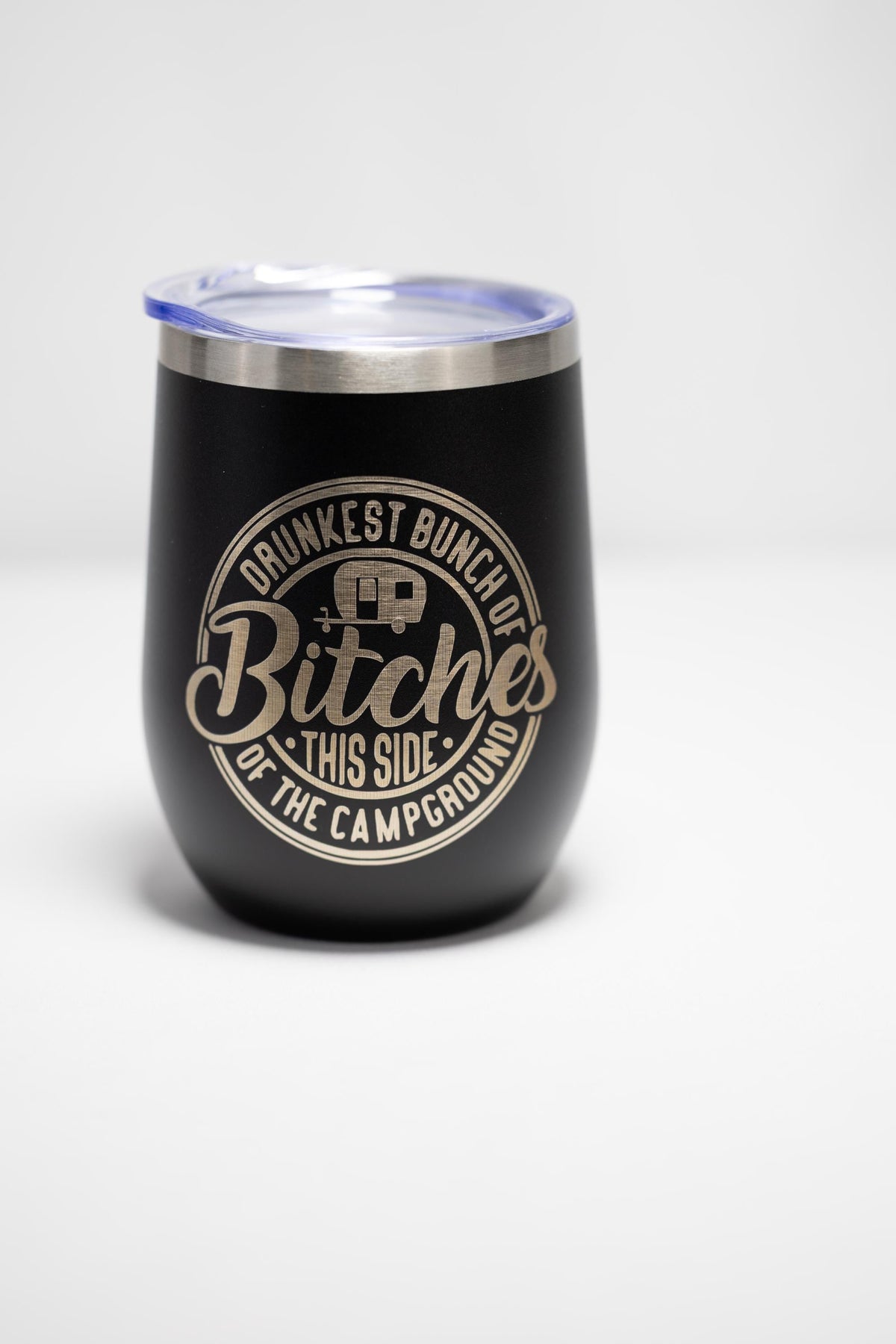 Funny Camping Wine Tumbler – Stainless Steel, Double Wall, 12 oz Insulated Cup