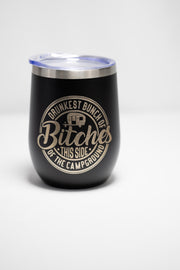 Funny Camping Wine Tumbler – Stainless Steel, Double Wall, 12 oz Insulated Cup