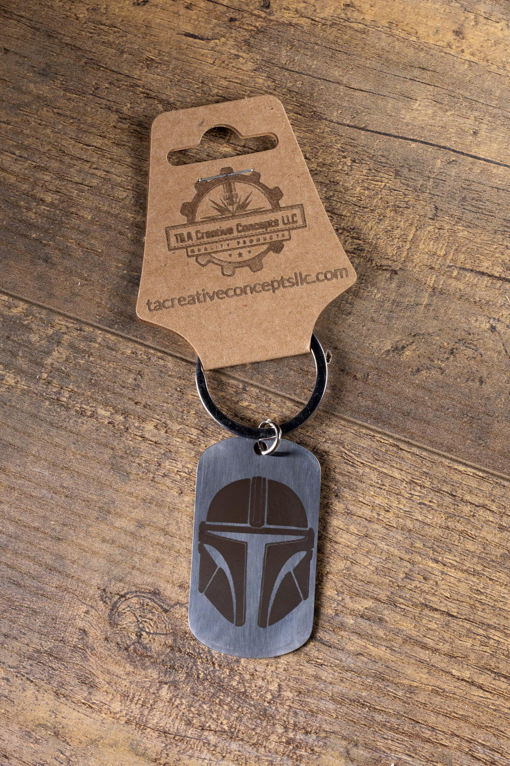 Mandalorian Keychain | Laser Engraved Stainless Steel Double Sided Gift