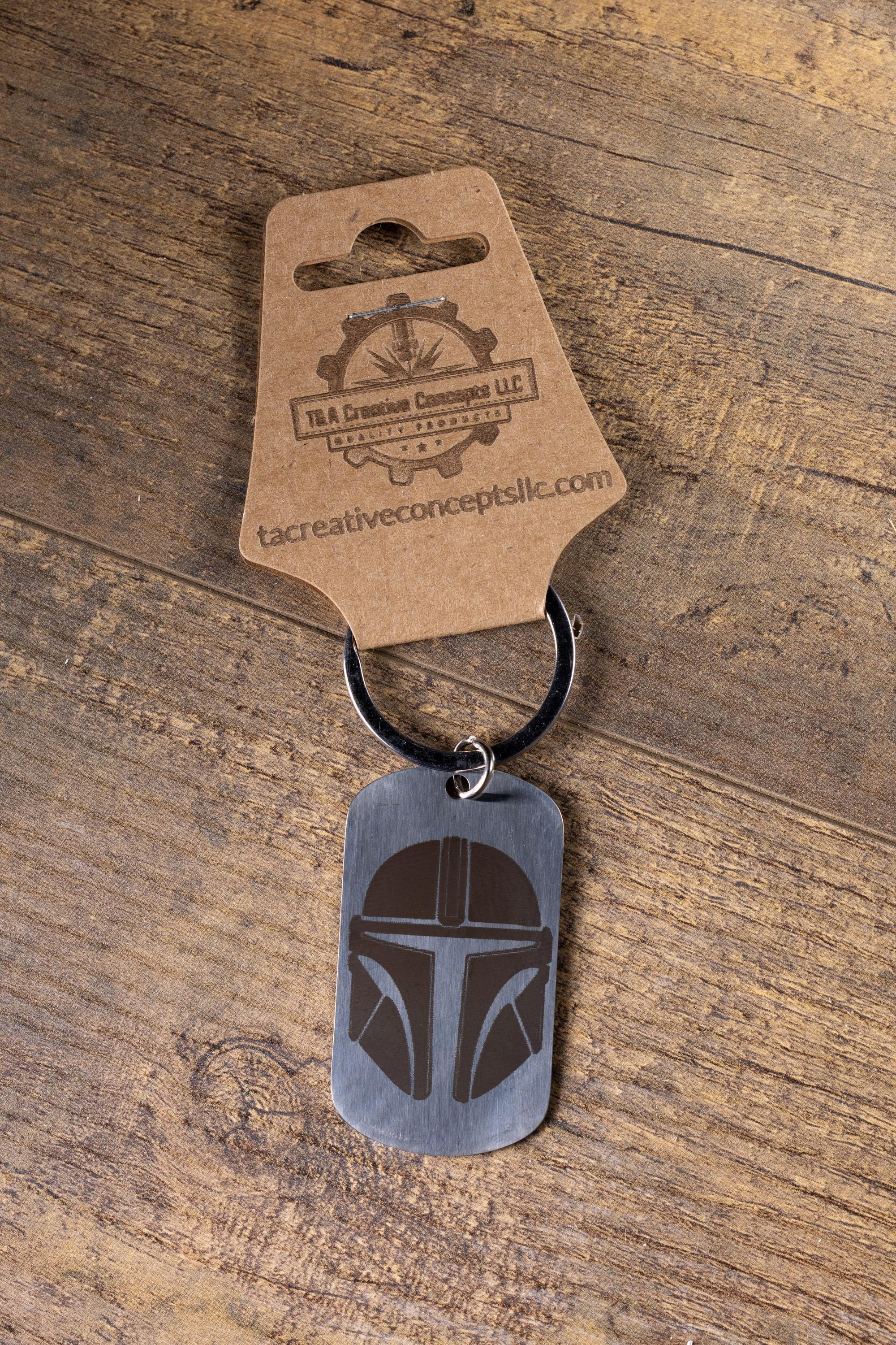Mandalorian Keychain | Laser Engraved Stainless Steel Double Sided Gift
