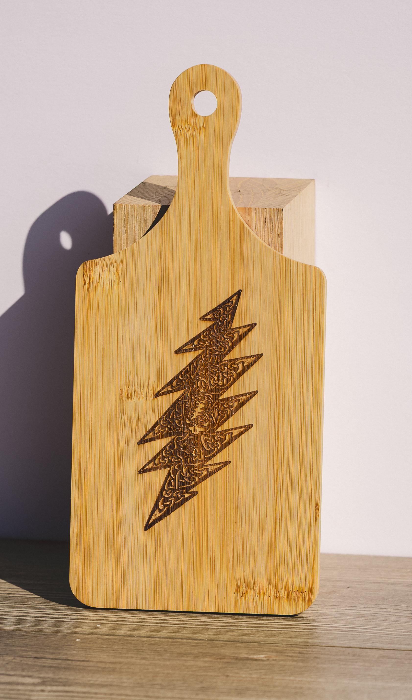 Grateful Dead Cutting Board - Compact Bamboo With Laser Engraved Celtic Bolt Design