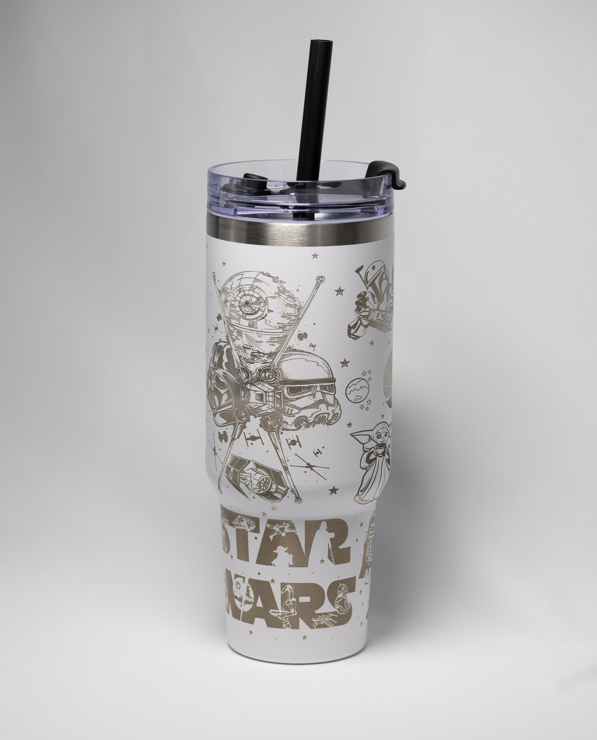 Star Wars Tumbler - Large 40oz Powder Coated Cup With Laser Engraved Full Wrap Design