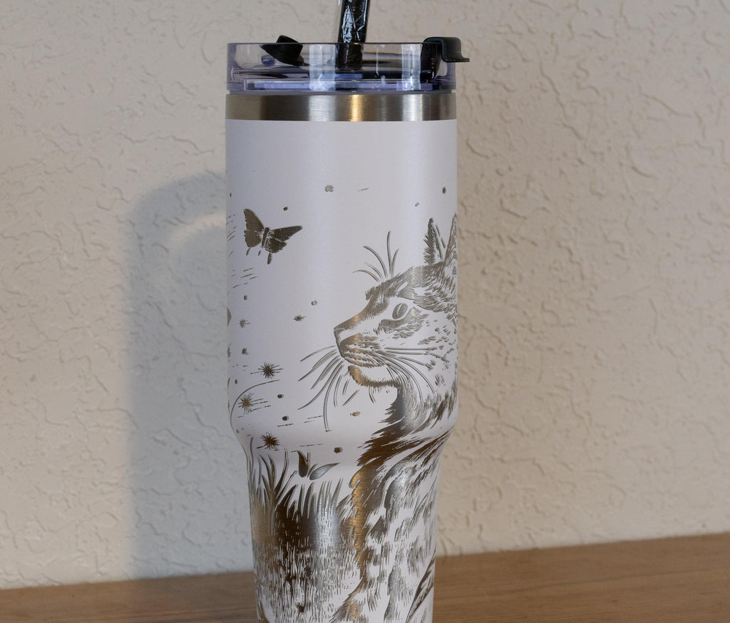 Stainless Steel Tumbler – 40oz Travel Mug With Handle, Straw & Double Wall Insulation