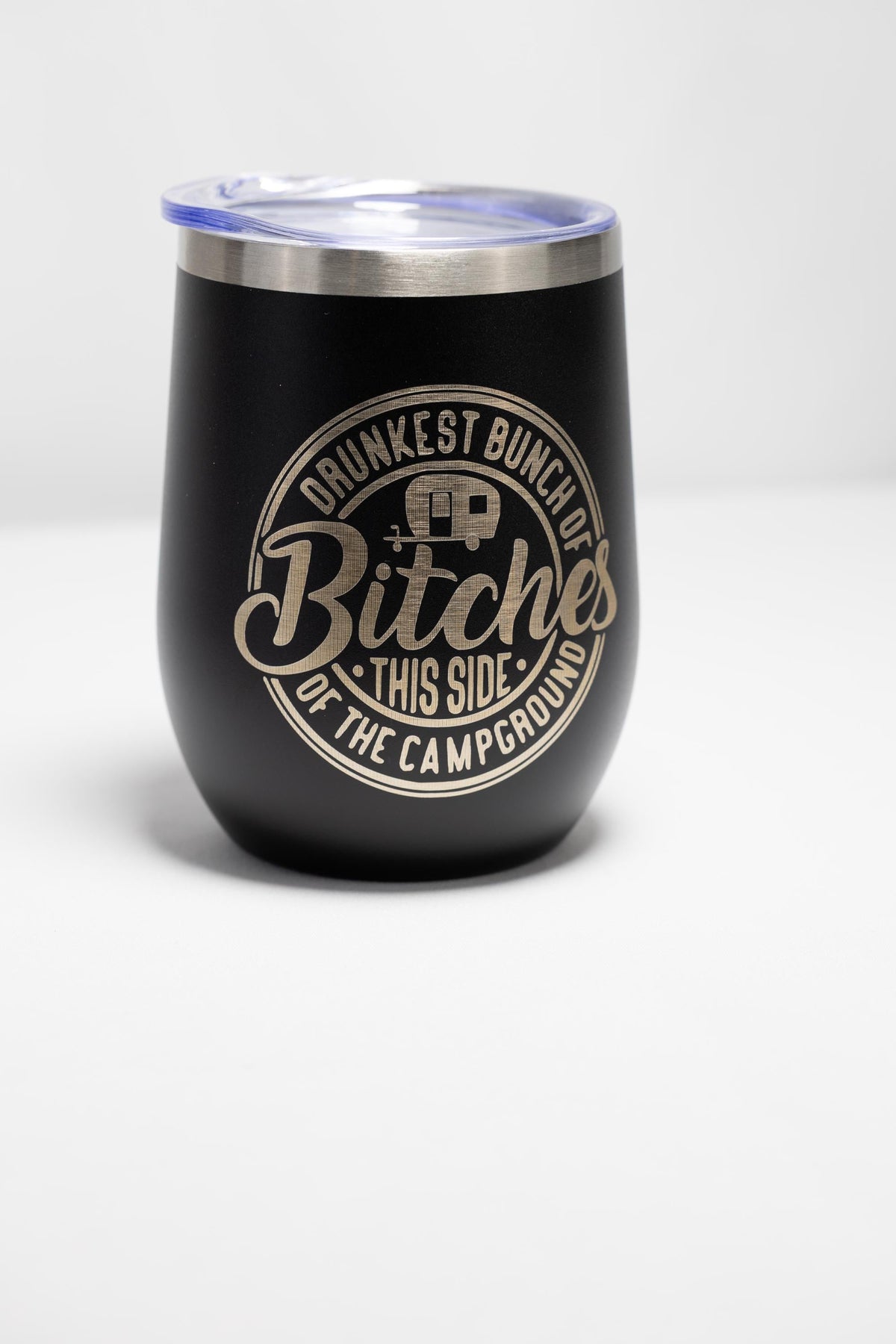 Funny Camping Wine Tumbler – Stainless Steel, Double Wall, 12 oz Insulated Cup