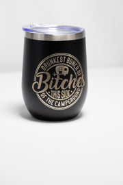 Funny Camping Wine Tumbler – Stainless Steel, Double Wall, 12 oz Insulated Cup