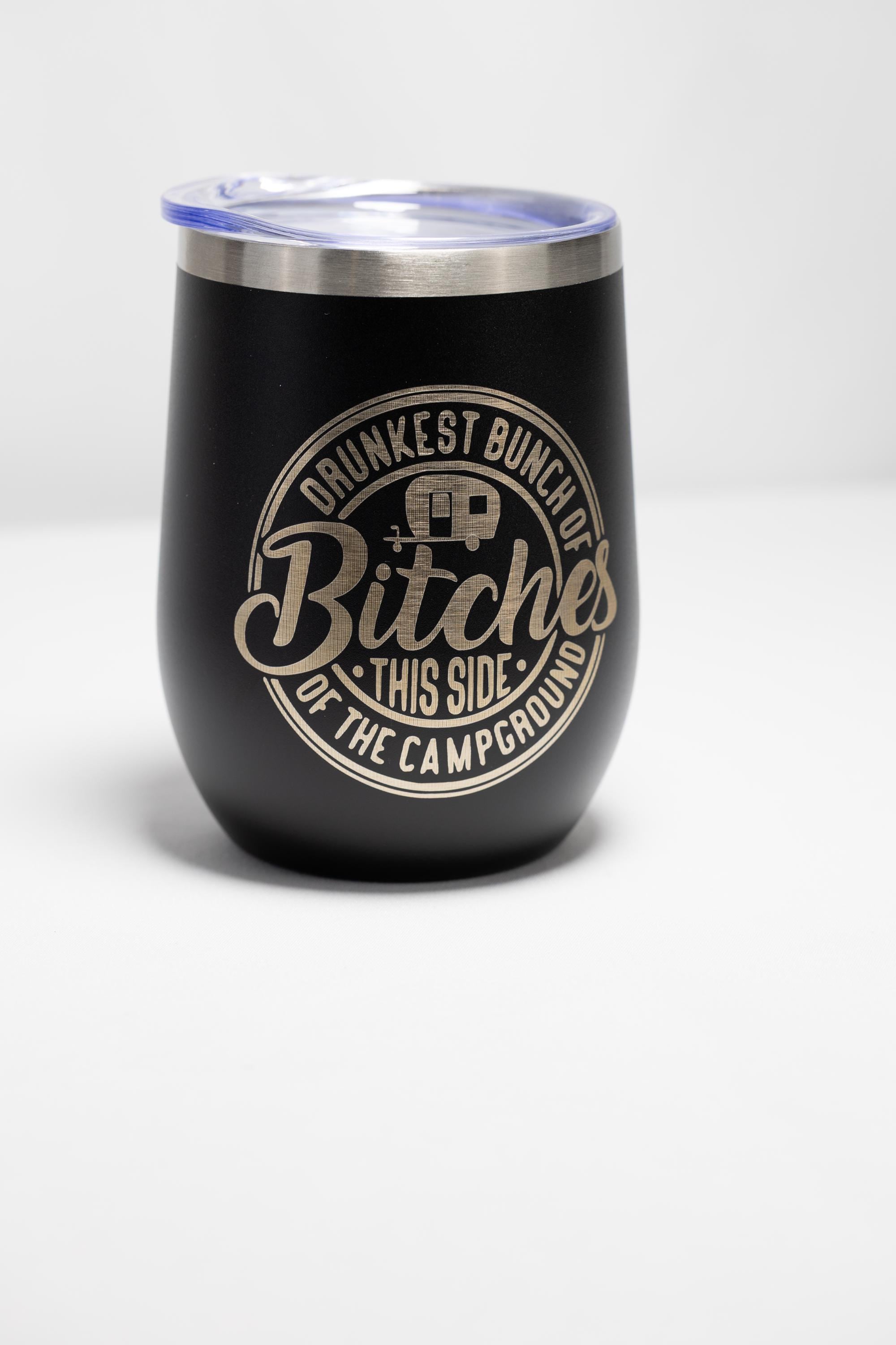 Funny Camping Wine Tumbler – Stainless Steel, Double Wall, 12 oz Insulated Cup