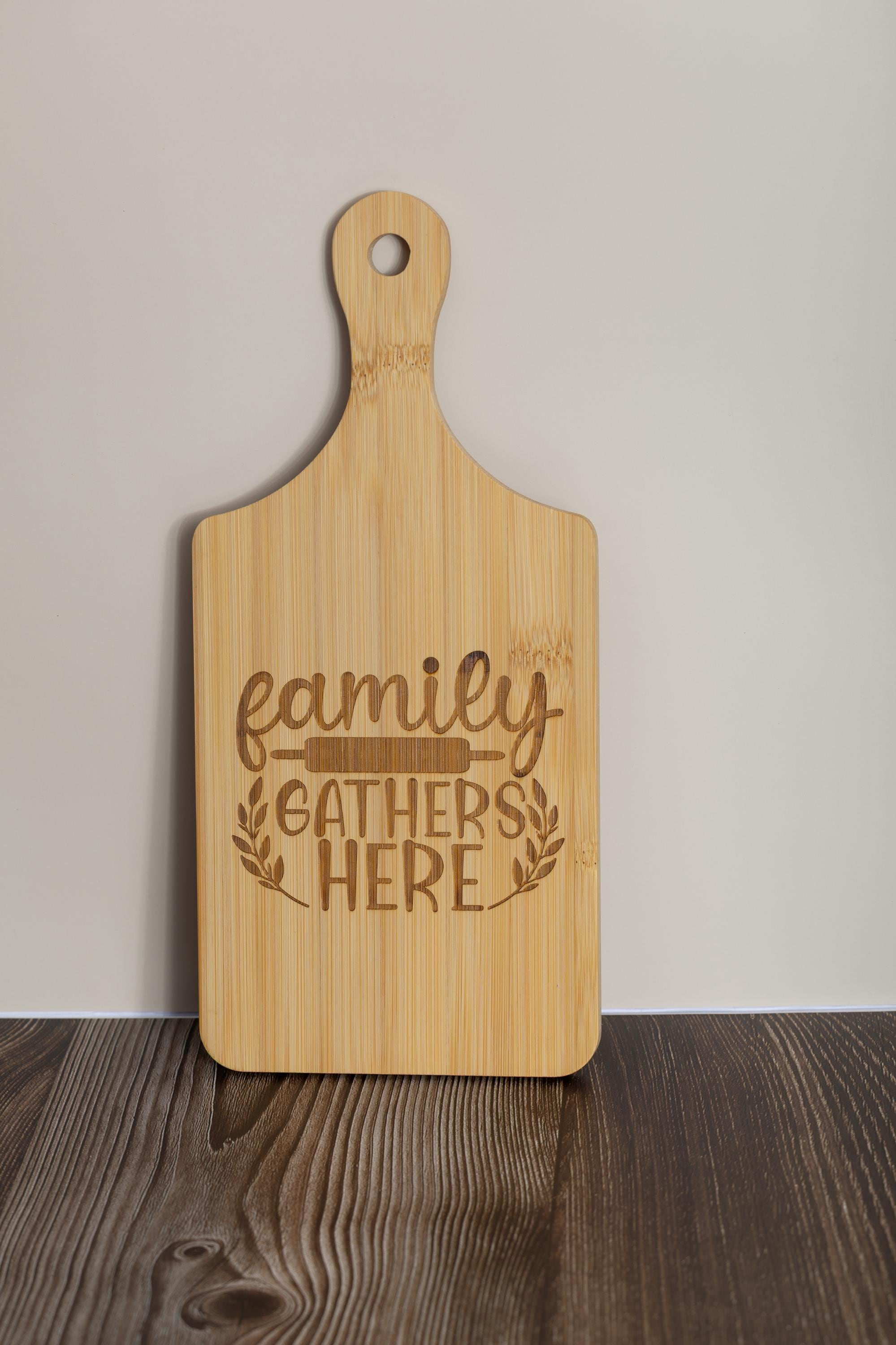 Laser Engraved Bamboo Board – Rustic Kitchen Decor, Family Kitchen Gift 5x11