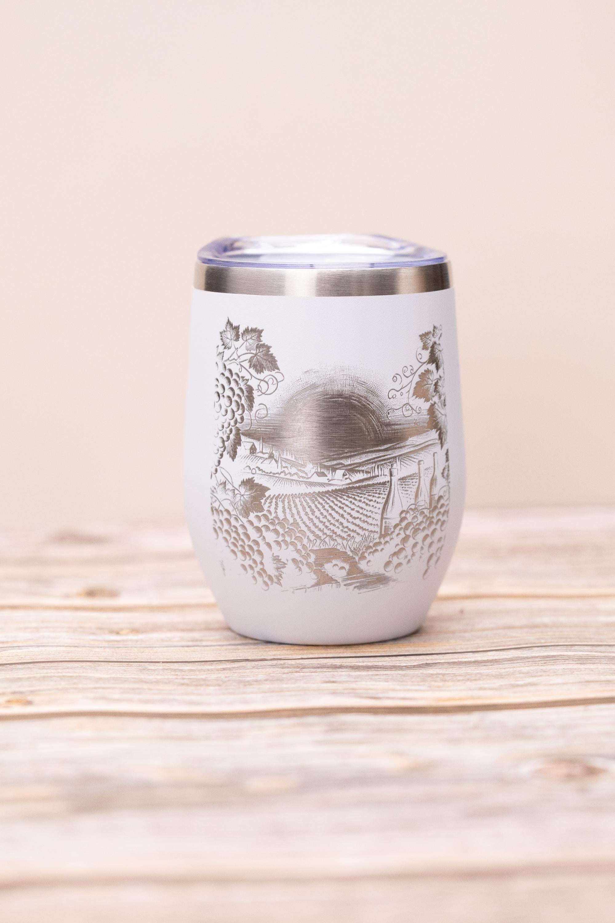 Insulated Wine Tumbler - Stainless Steel 12oz Double Wall Cup With Spill Resistant Lid