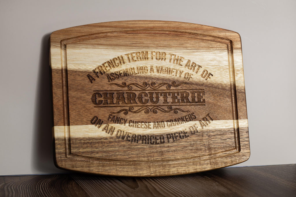 Rustic Acacia Charcuterie | 10 Inch Laser Engraved Wood Board – Unique Hostess Gift