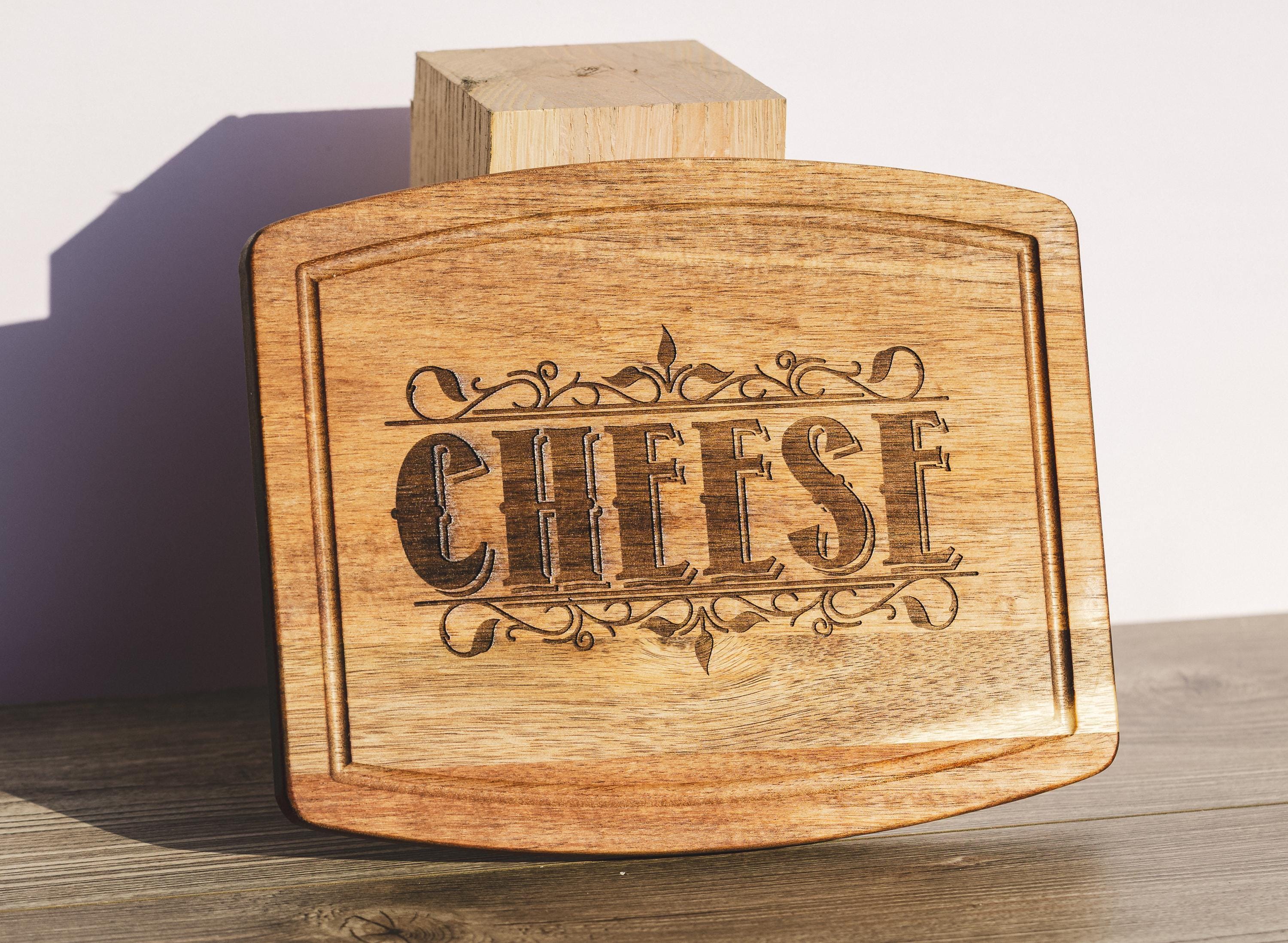 Acacia Wood Serving Tray - Rustic Cheese Charcuterie Board With Engraved Design