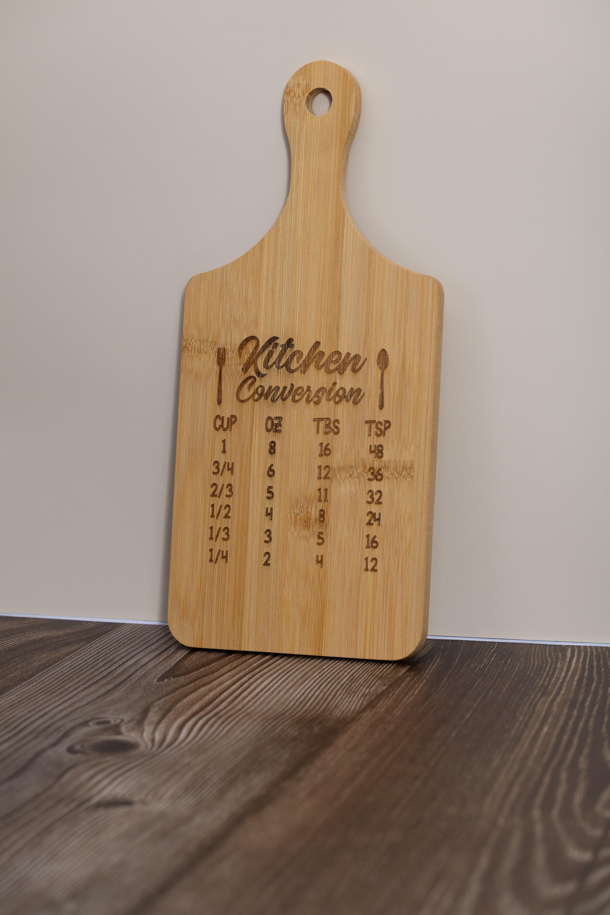 Bamboo Cutting Board – Compact Prep Board with Engraved Kitchen Conversions Chart