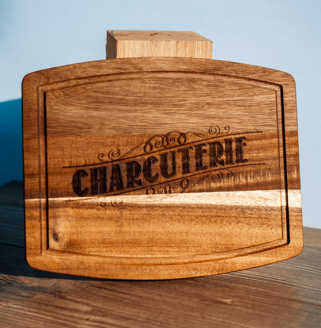 Rustic Acacia Charcuterie Board - Laser Engraved Wooden Serving Tray 8x10