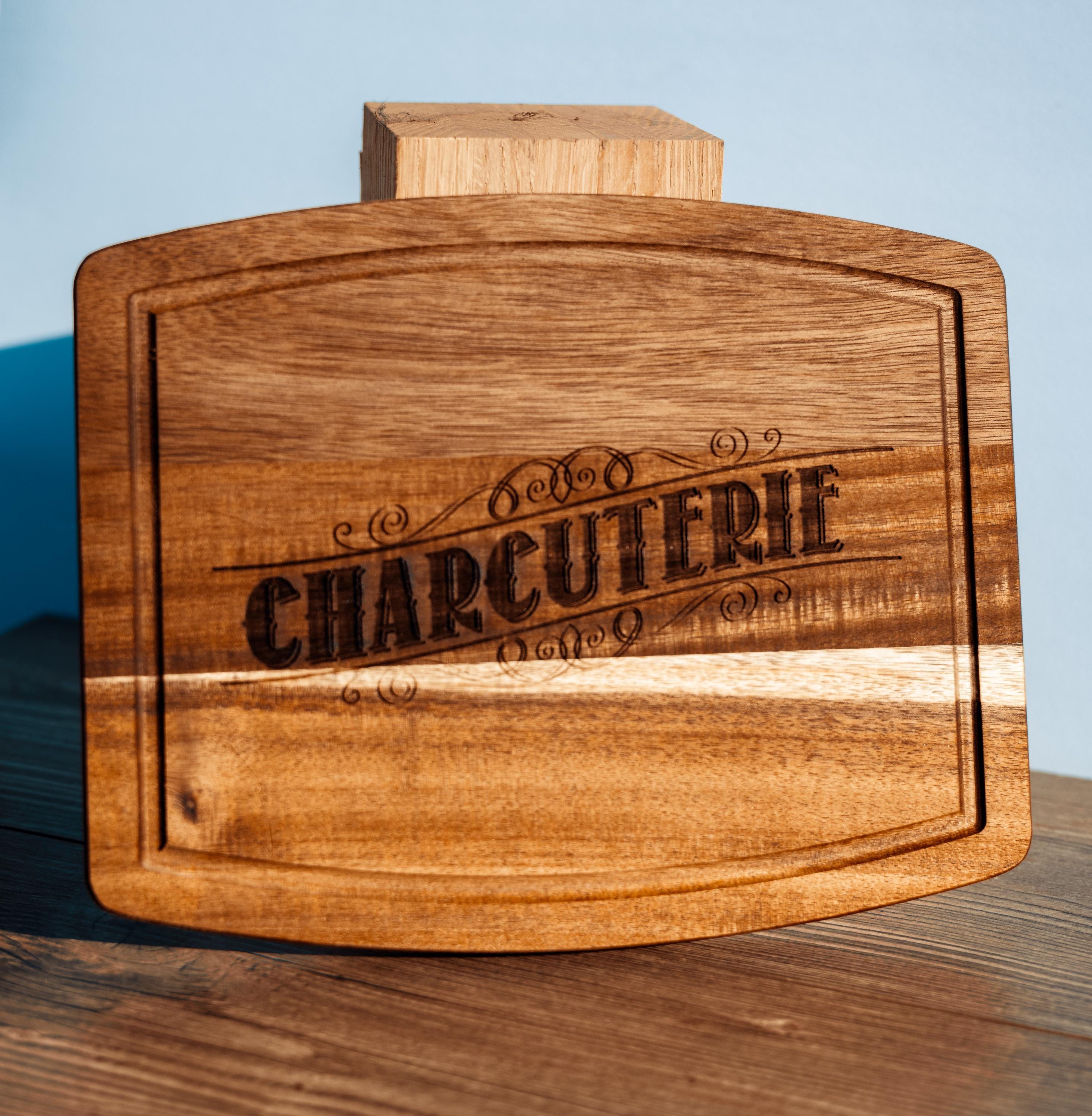 Rustic Acacia Charcuterie Board - Laser Engraved Wooden Serving Tray 8x10