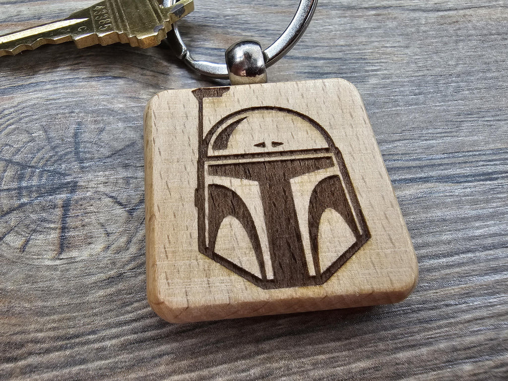 Boba Fett Keychain – Double Sided Hardwood Star Wars Laser Engraved Charm