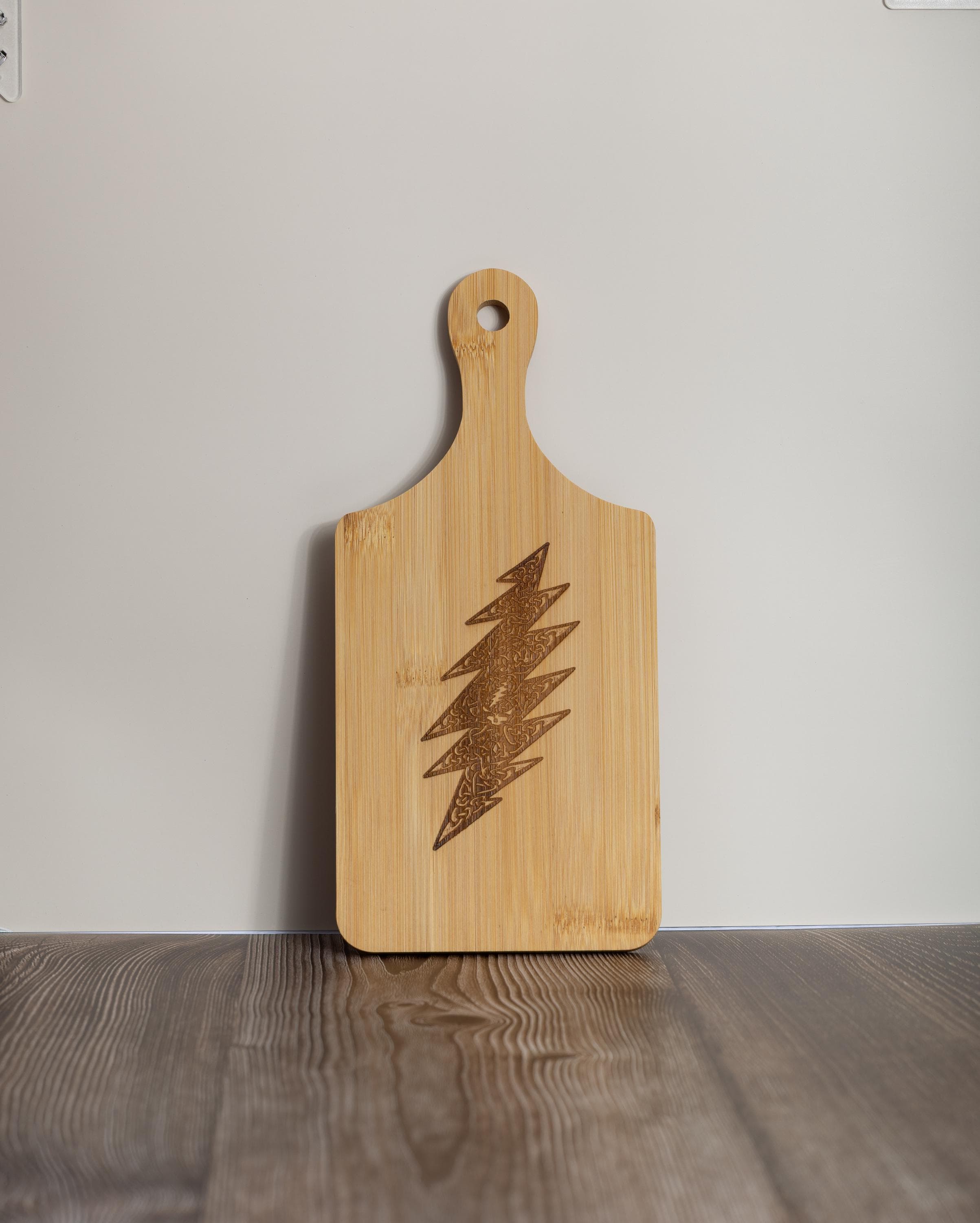 Grateful Dead Cutting Board - Compact Bamboo With Laser Engraved Celtic Bolt Design