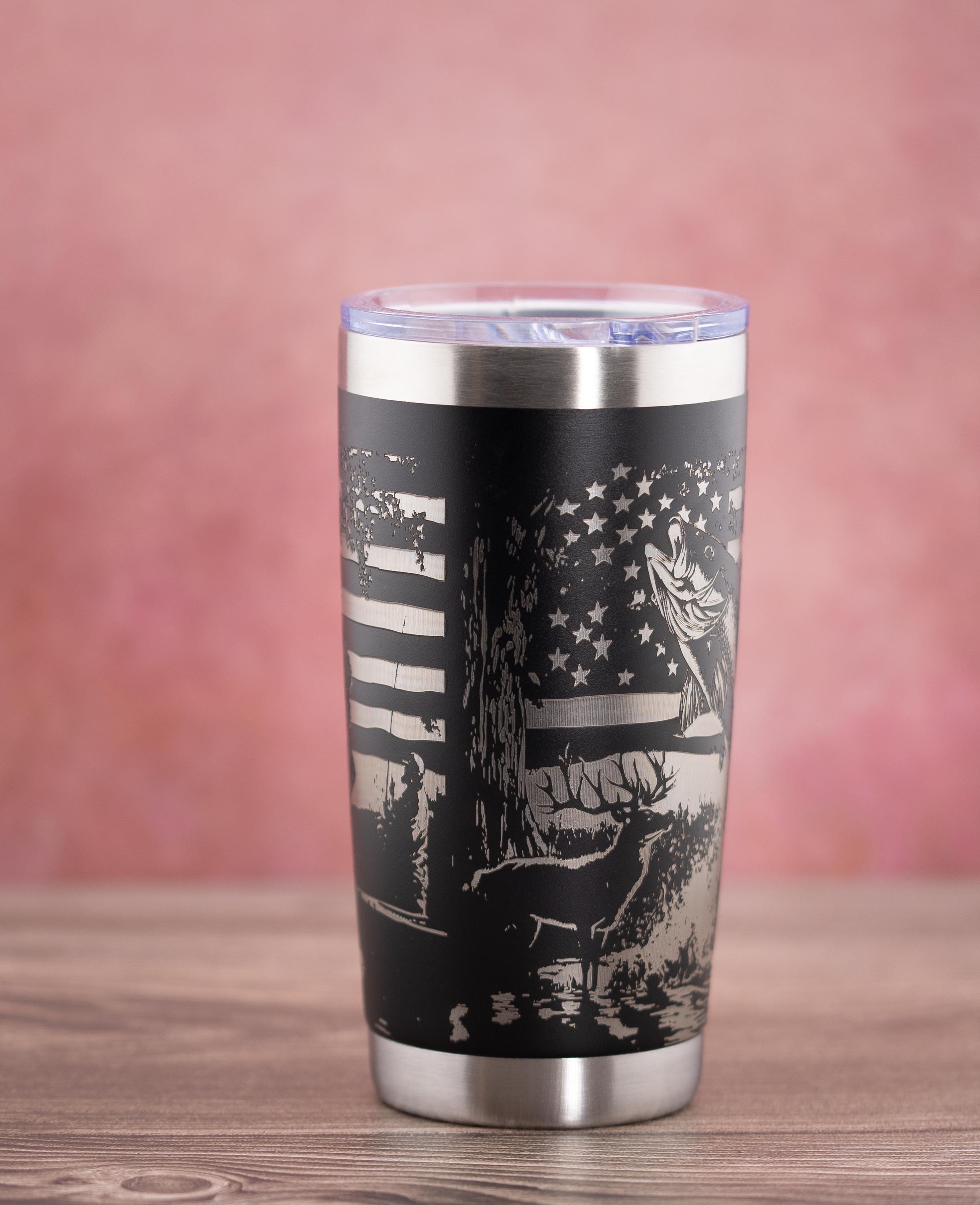 20oz Insulated Tumbler - Stainless Steel Double Wall Vacuum Engraved Flag Design