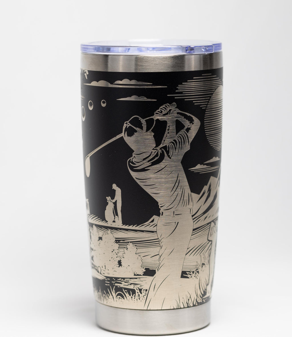 Golf Stainless Steel Tumbler - Laser Engraved 20oz | Custom Color, Double Wall Insulation