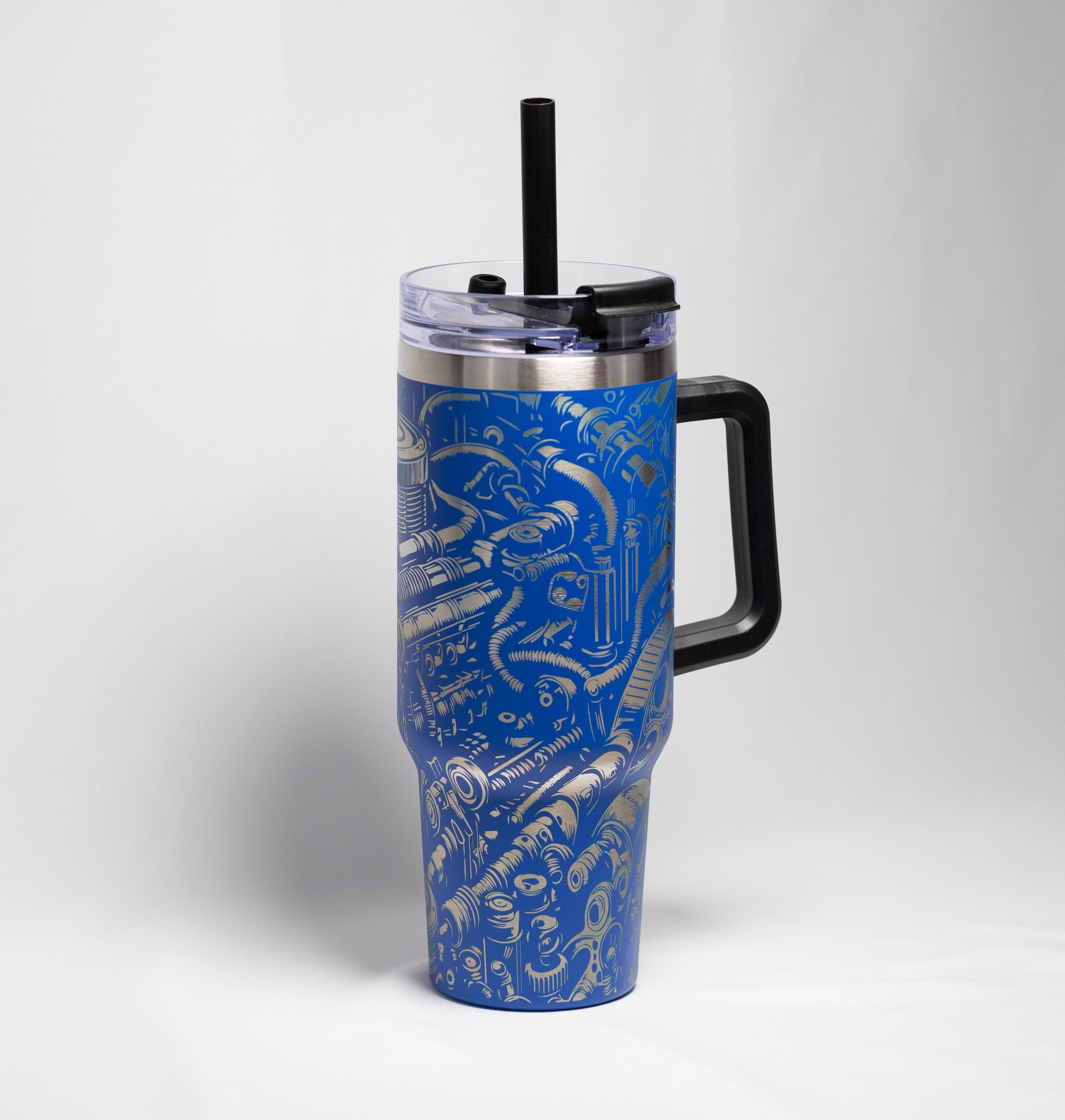 Engine Wrap Travel Tumbler - Large 40oz Vacuum Insulated Cup | Laser Etched Design