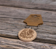 Hardwood Eagle Keychain - Rustic Laser Engraved Charm with Stainless Steel Hardware