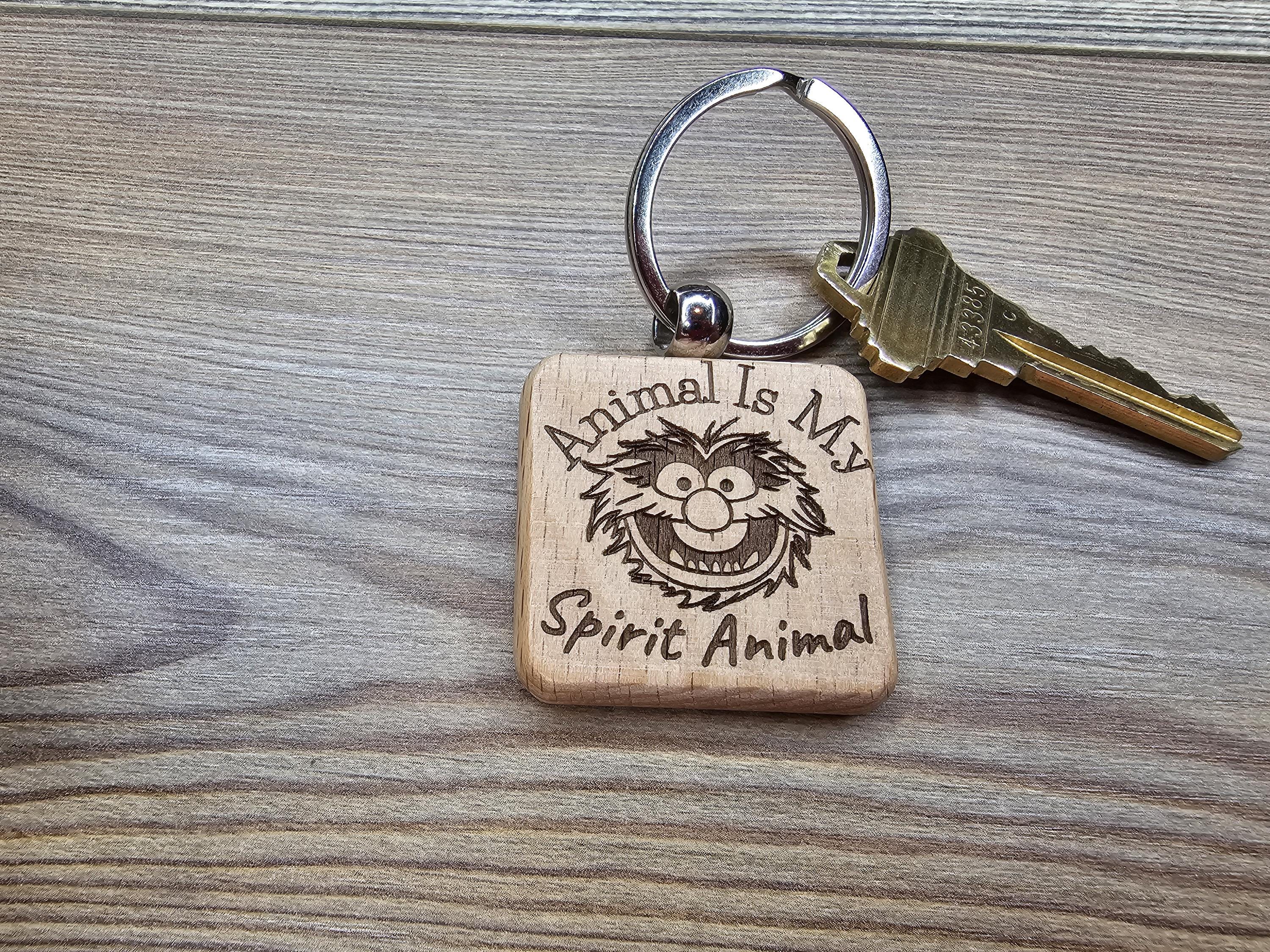Animal Spirit Keychain - Hardwood Double Sided Engraving | Stainless Steel Ring