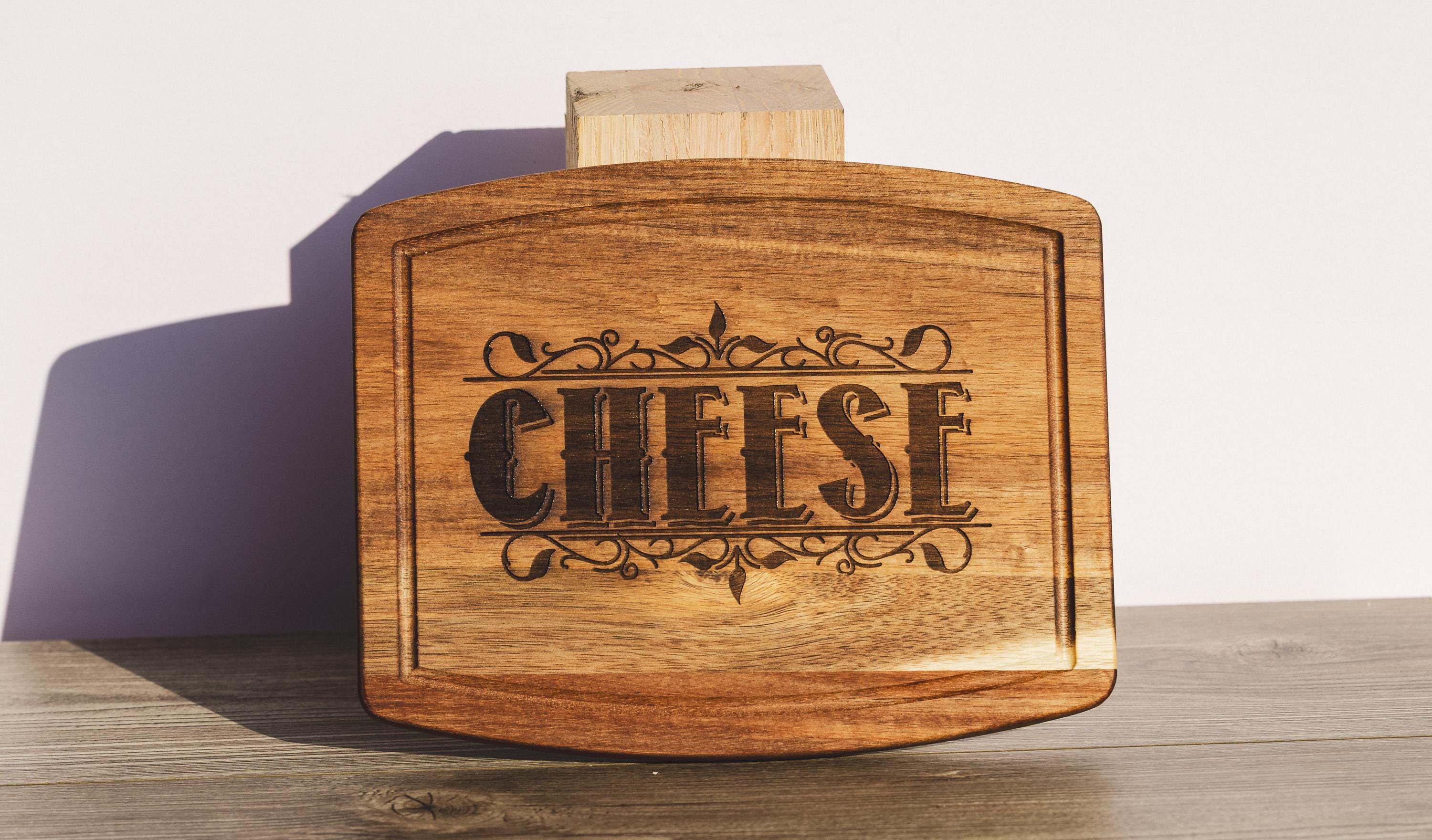 Acacia Wood Serving Tray - Rustic Cheese Charcuterie Board With Engraved Design
