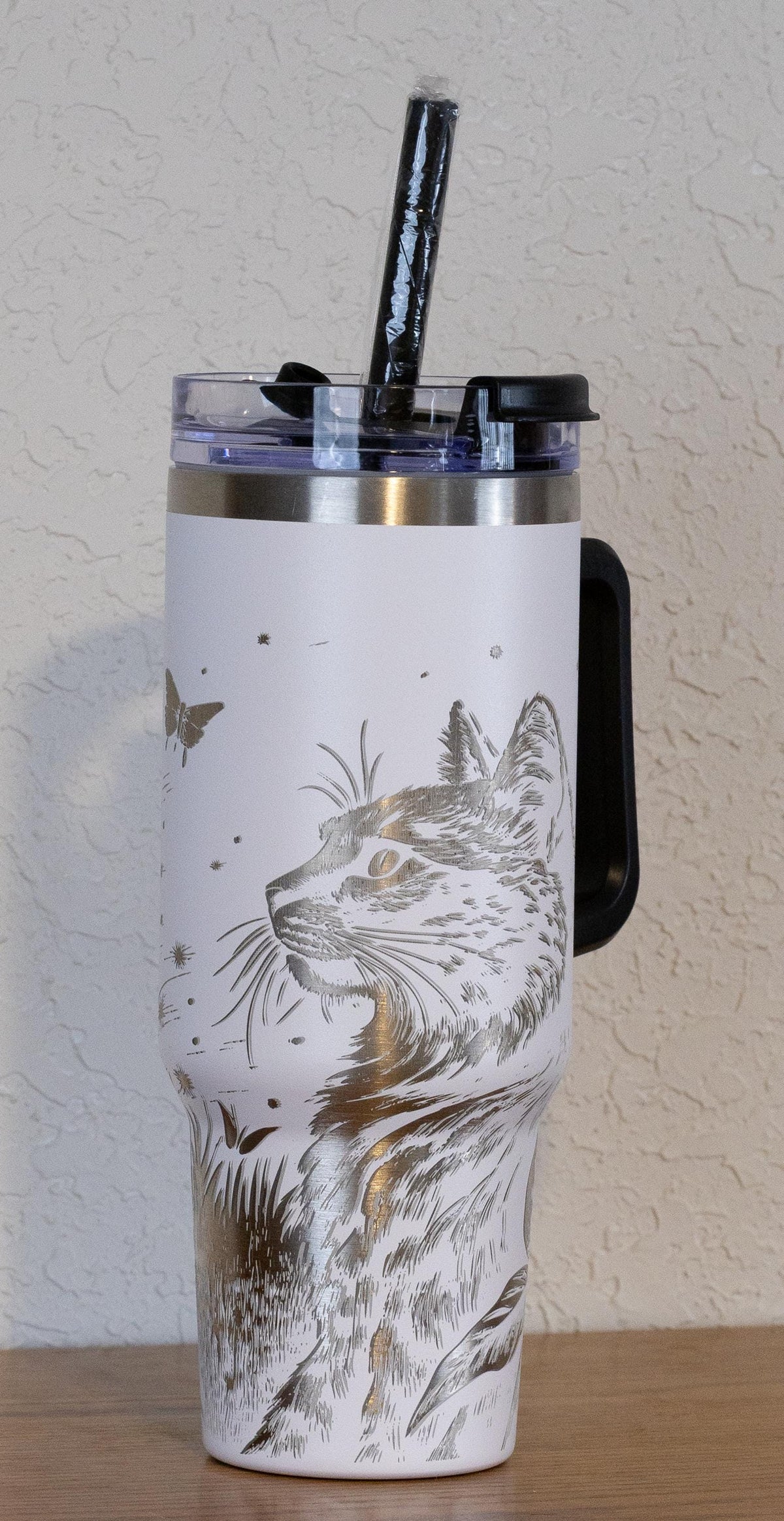 Stainless Steel Tumbler – 40oz Travel Mug With Handle, Straw & Double Wall Insulation