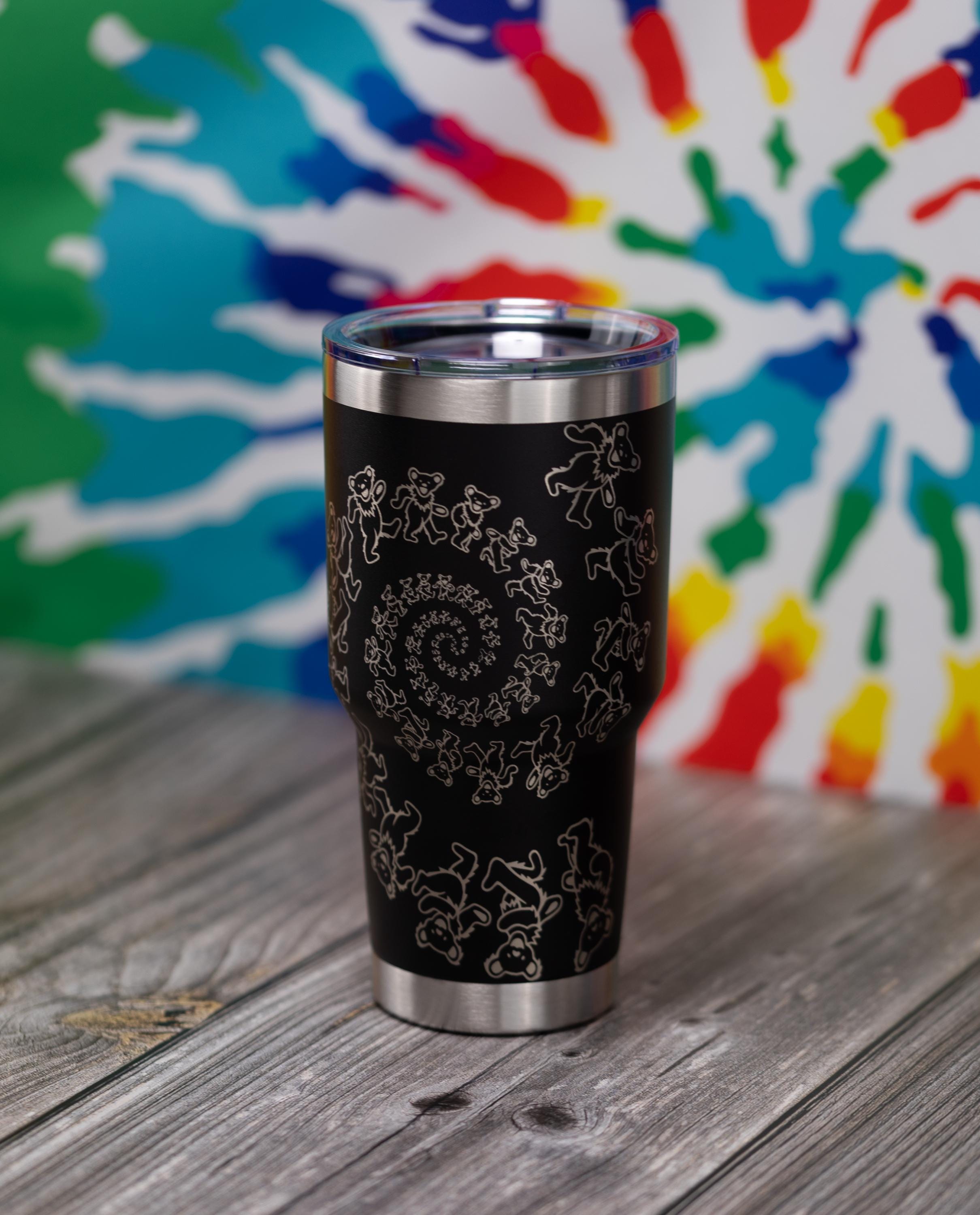 Grateful Dead Tumbler - 30oz Insulated Stainless Steel Cup | Laser Engraved Spiral Bears