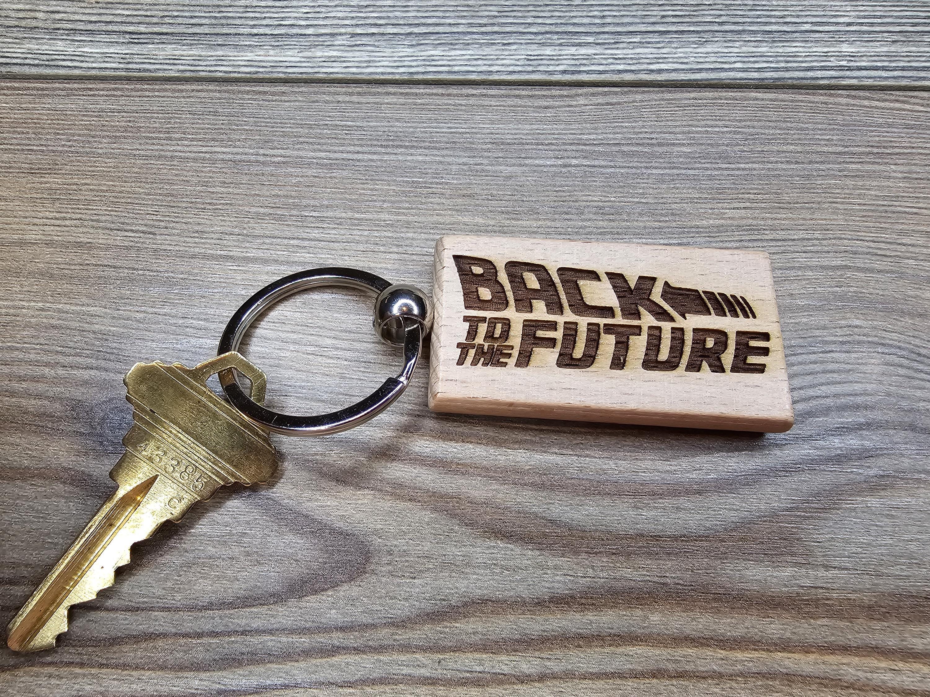 Back to the Future Keychain – Hardwood, Double Sided Laser Engraved Movie Memorabilia