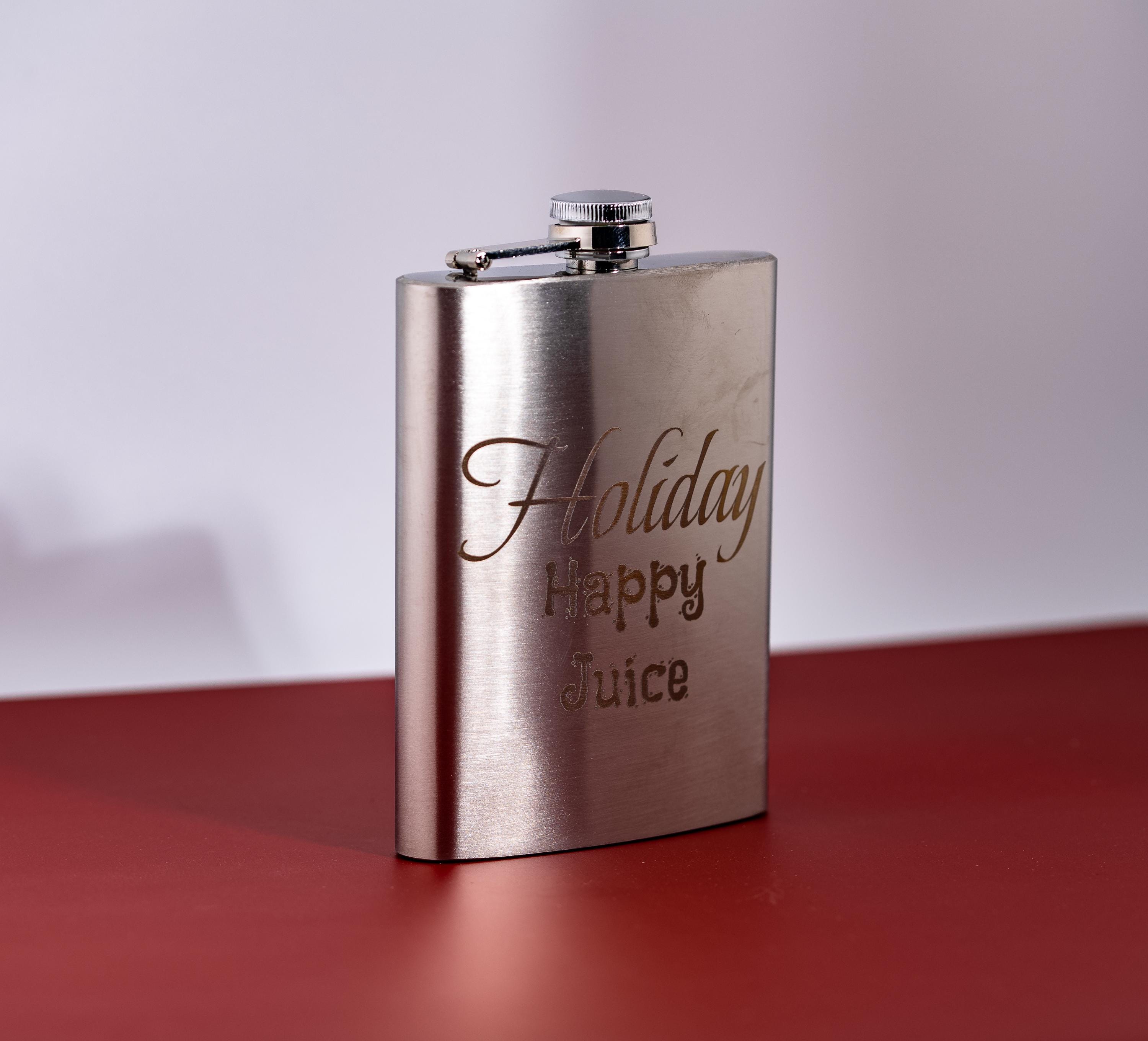 Engraved Silver Flask - 8oz Stainless Steel Holiday Gift Flask | Leak Proof Design