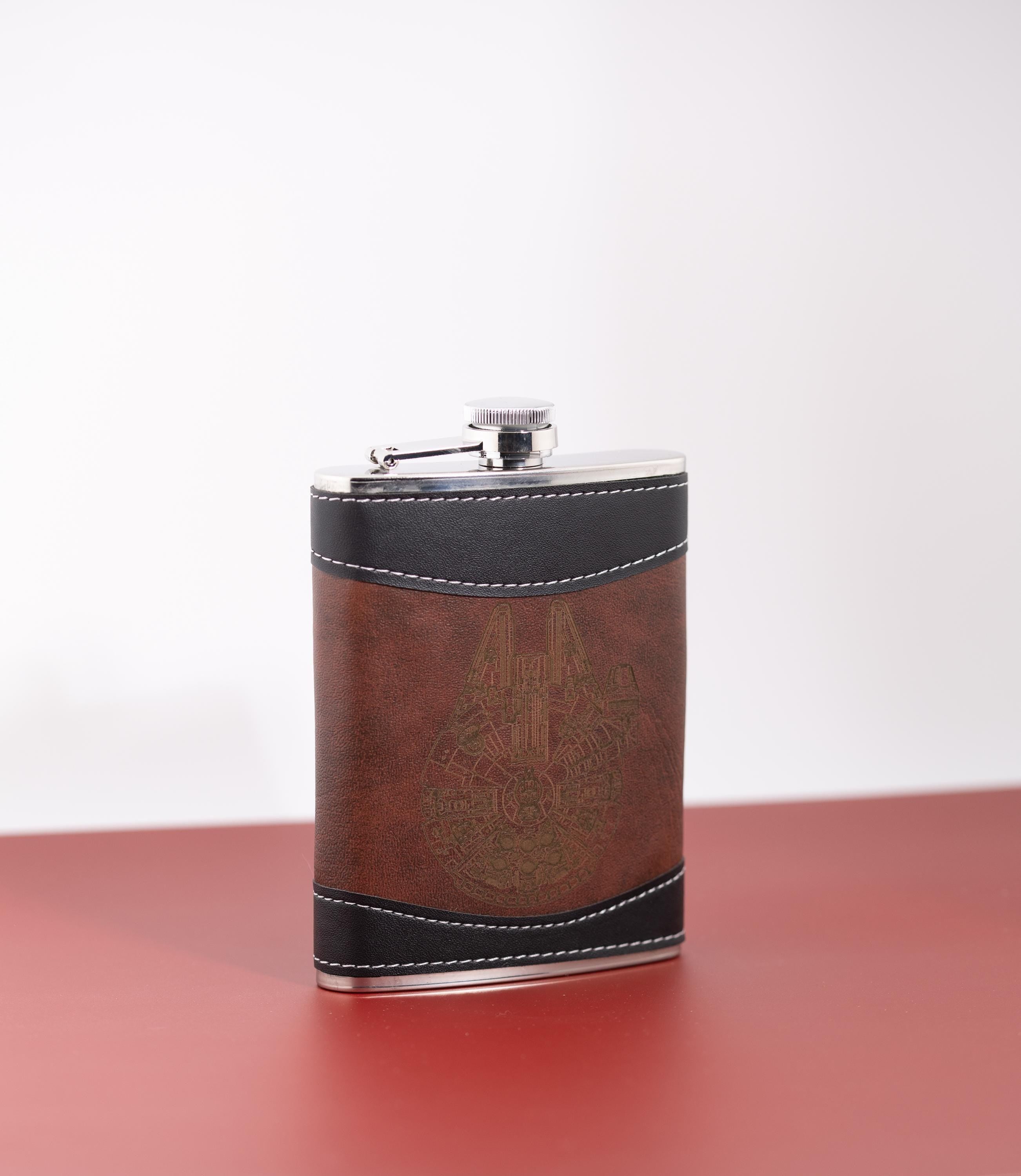 Star Wars Leather Flask - Millennium Falcon Stainless Steel 8oz Leak Proof