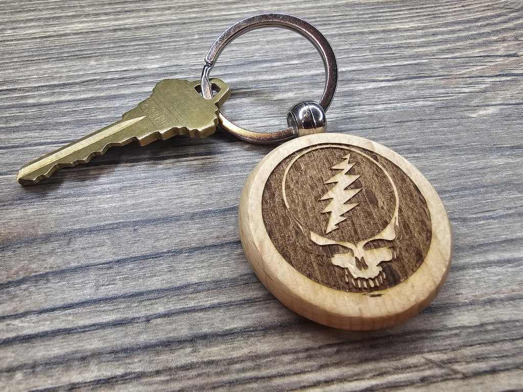 Grateful Dead Keychain – Steal Your Face Laser Engraved Hardwood Accessory