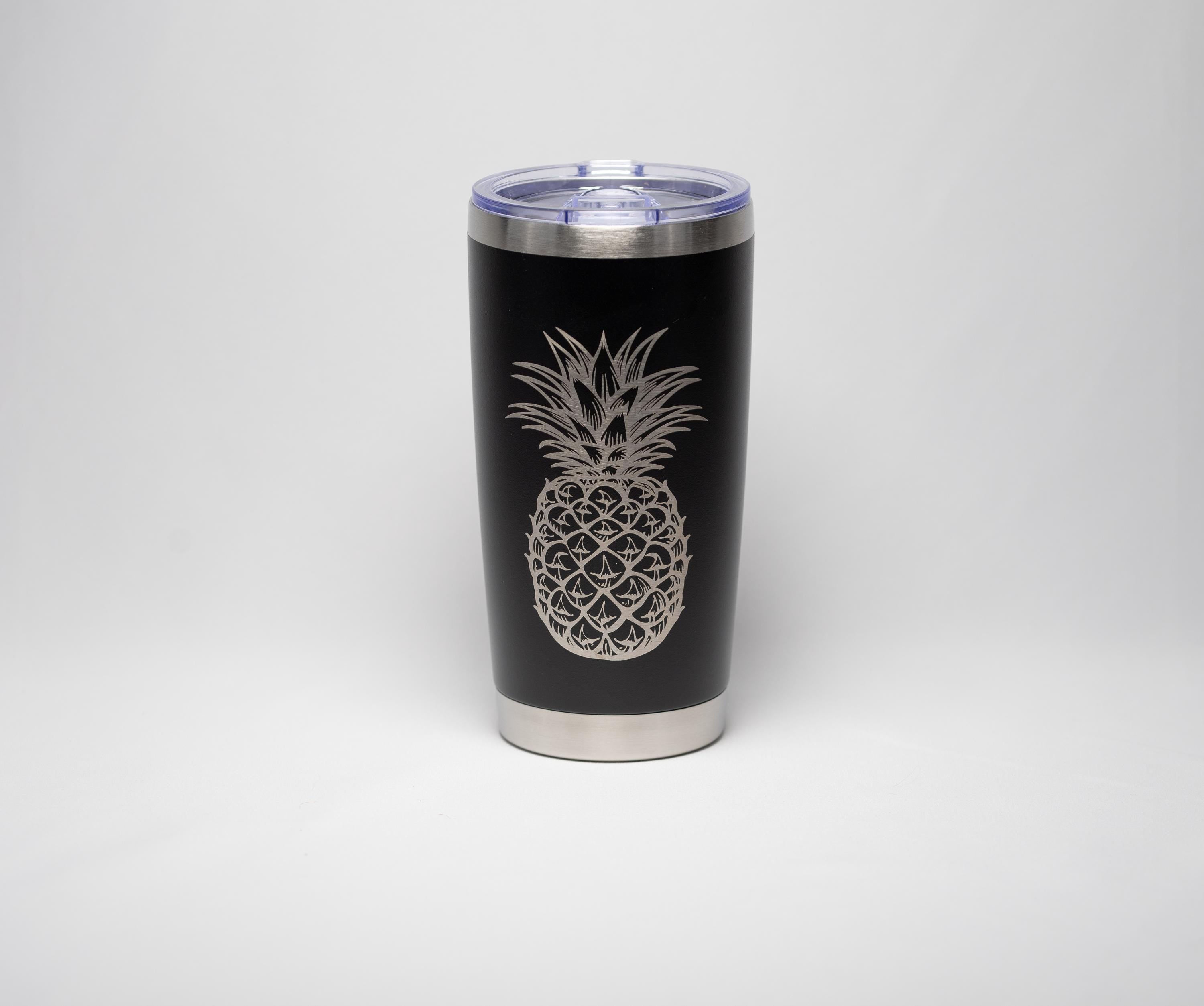 Stainless Steel Tumbler – 20 oz Vacuum Insulated Cup | Laser Engraved Pineapple Drinkware