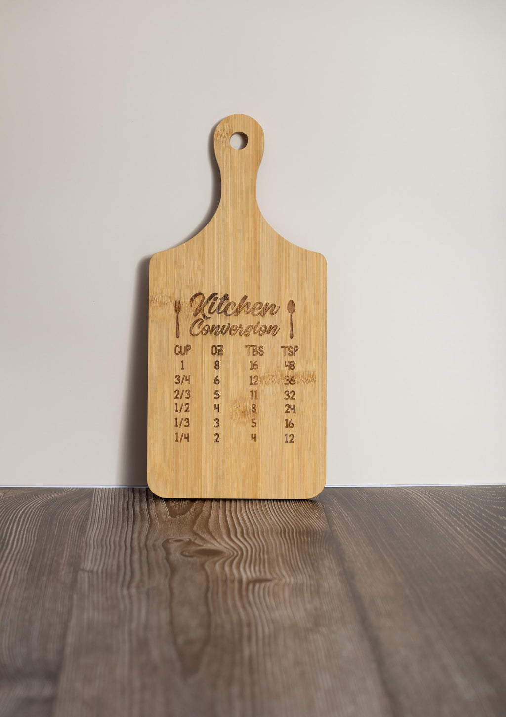 Bamboo Cutting Board – Compact Prep Board with Engraved Kitchen Conversions Chart