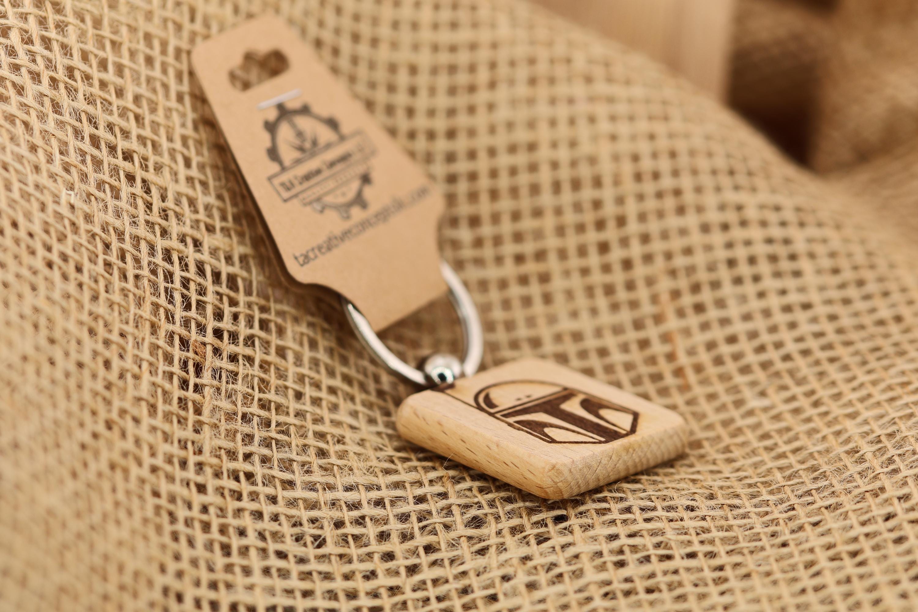 Boba Fett Keychain – Double Sided Hardwood Star Wars Laser Engraved Charm