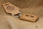Cassette Tape Keychain – Double Sided Engraved Wood | Retro Music Gift