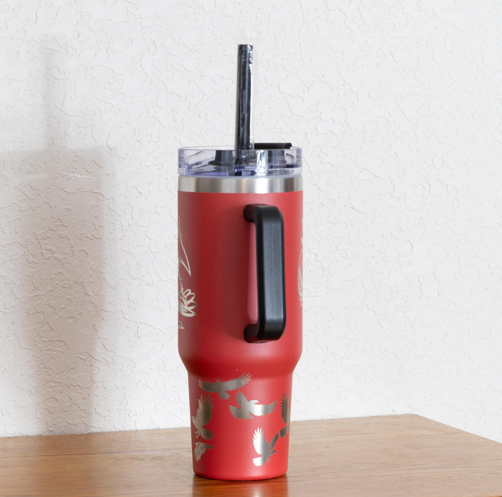 40oz Stainless Steel Tumbler – Vacuum Insulated Cup With Handle, Lid & Straw
