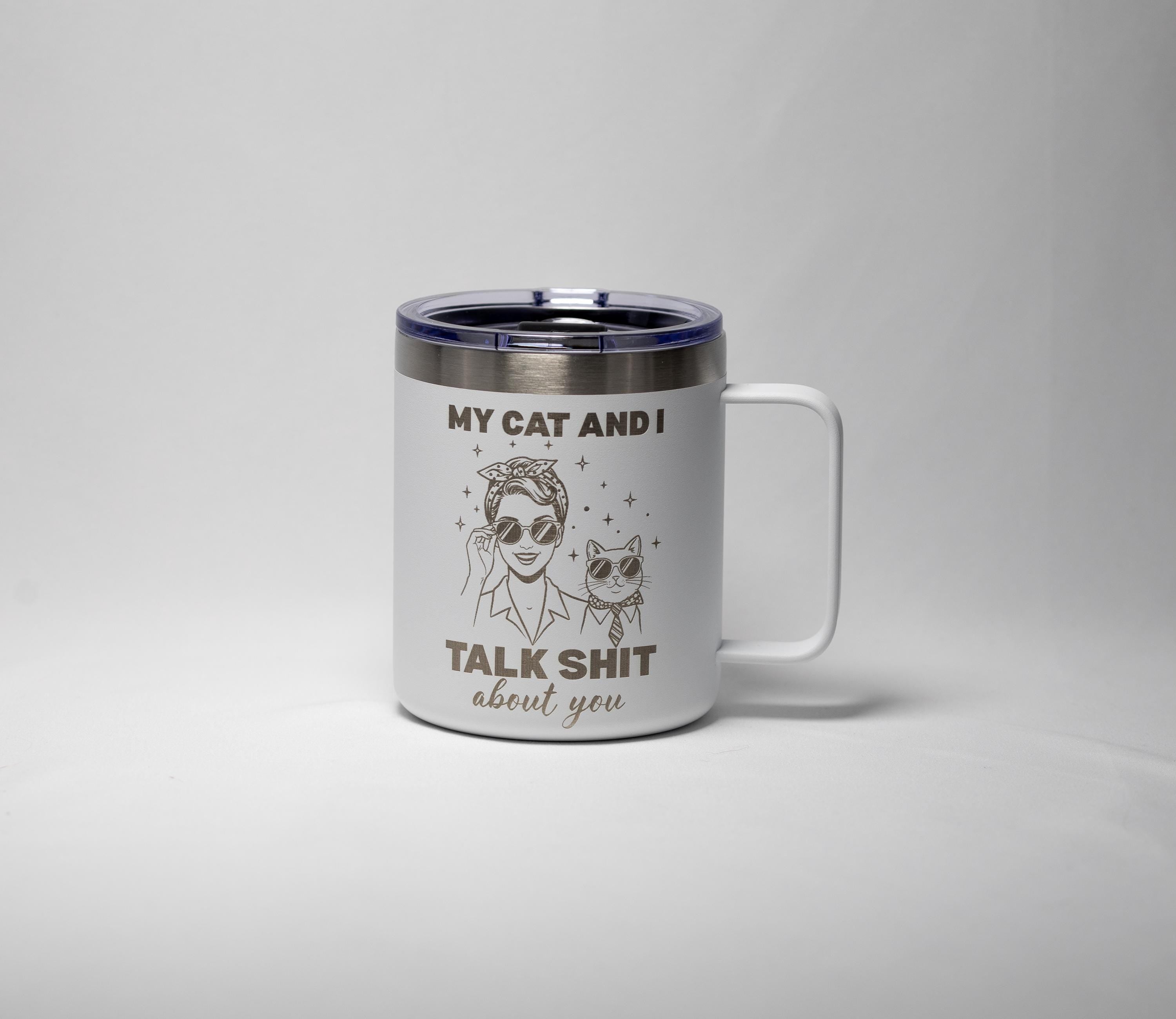 Sarcastic Cat Mug – Funny Stainless Steel Yeti Style Tumbler, 14oz Double Sided Engraving