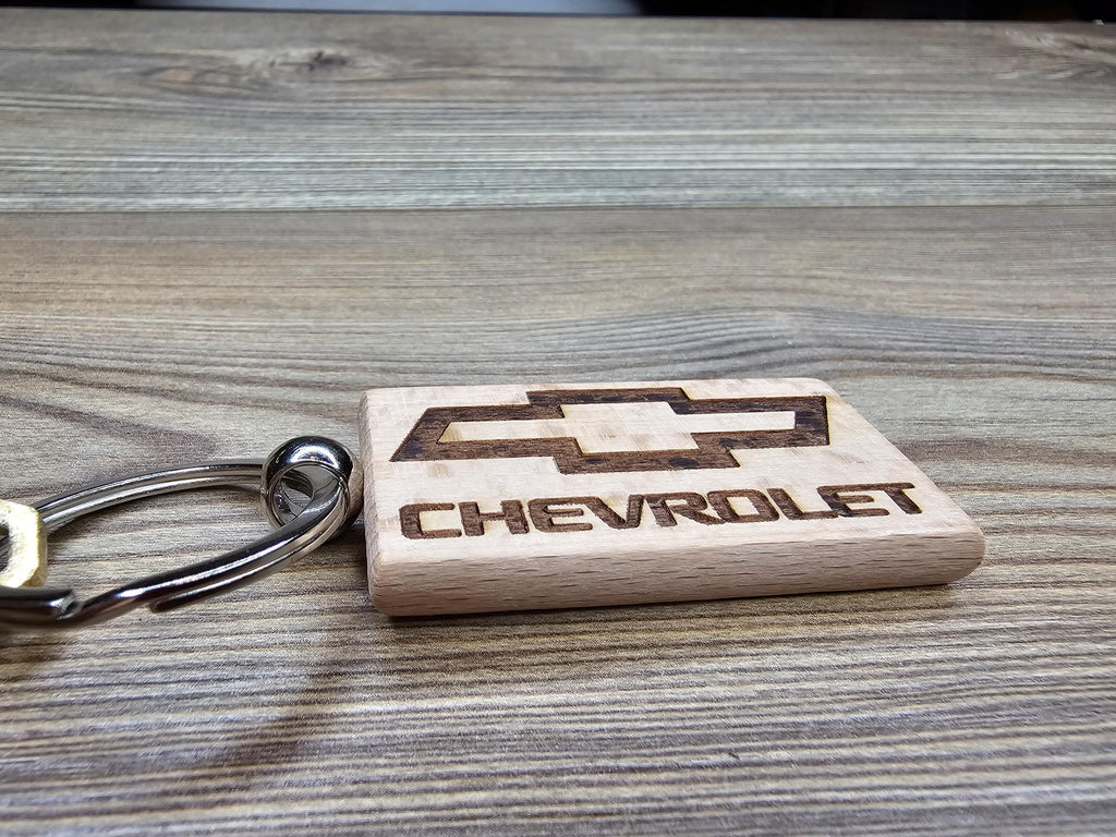 Hardwood Keychain – Double Sided Engraving Chevrolet Logo | Car Lover Gift