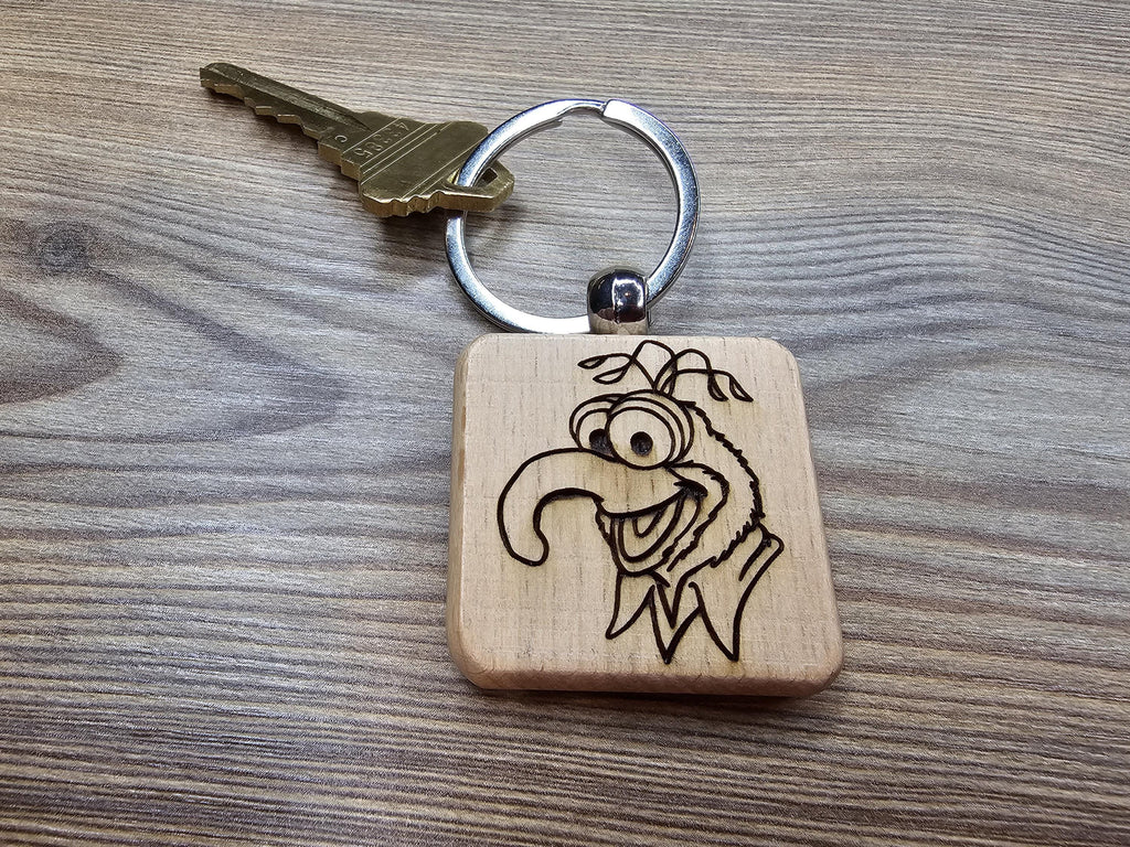 Gonzo Muppets Keychain | Handcrafted Double Sided Hardwood Keychain with Laser Engraved Design