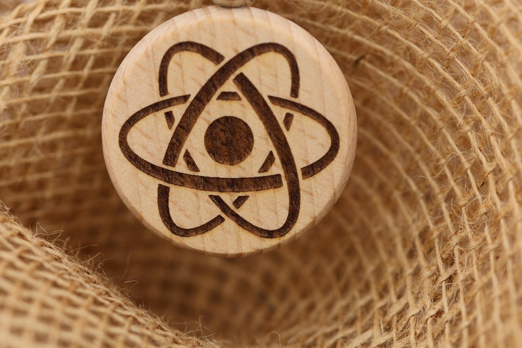 Atomic Symbol Keychain - Laser Engraved Hardwood Science Gift with Stainless Steel Ring