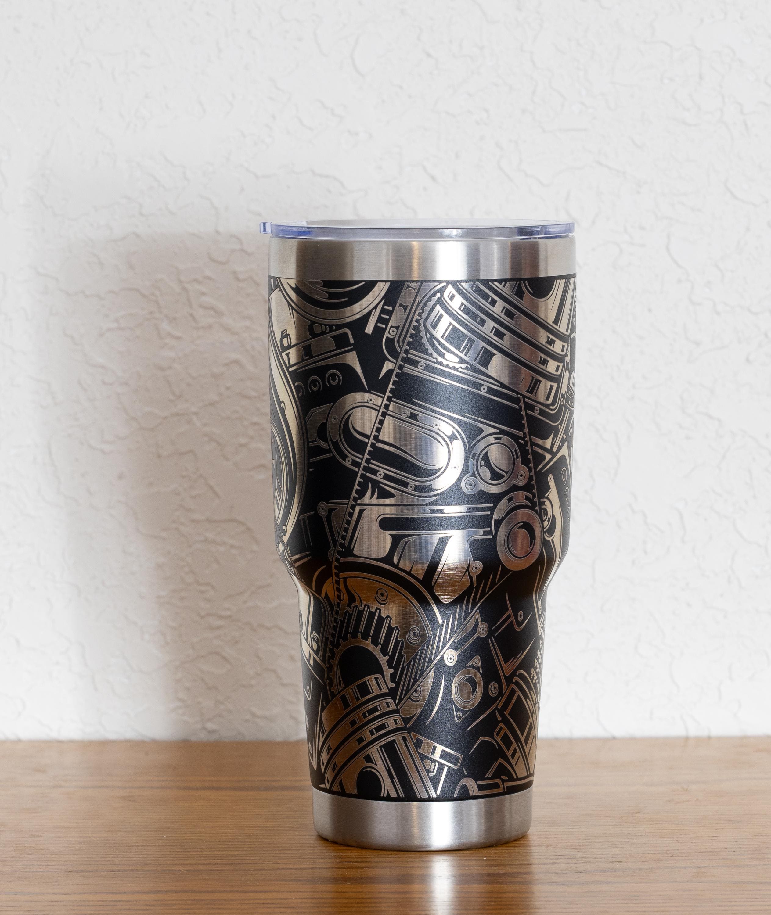 Car Lover Tumbler – 30oz Stainless Steel Insulated Cup With Laser Engraved Engine Design
