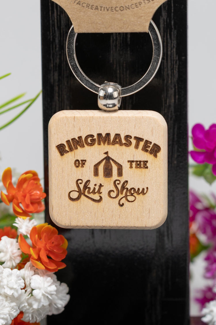 Funny Wood Keychain – Double Sided Laser Engraved Rustic Hardwood Accessory