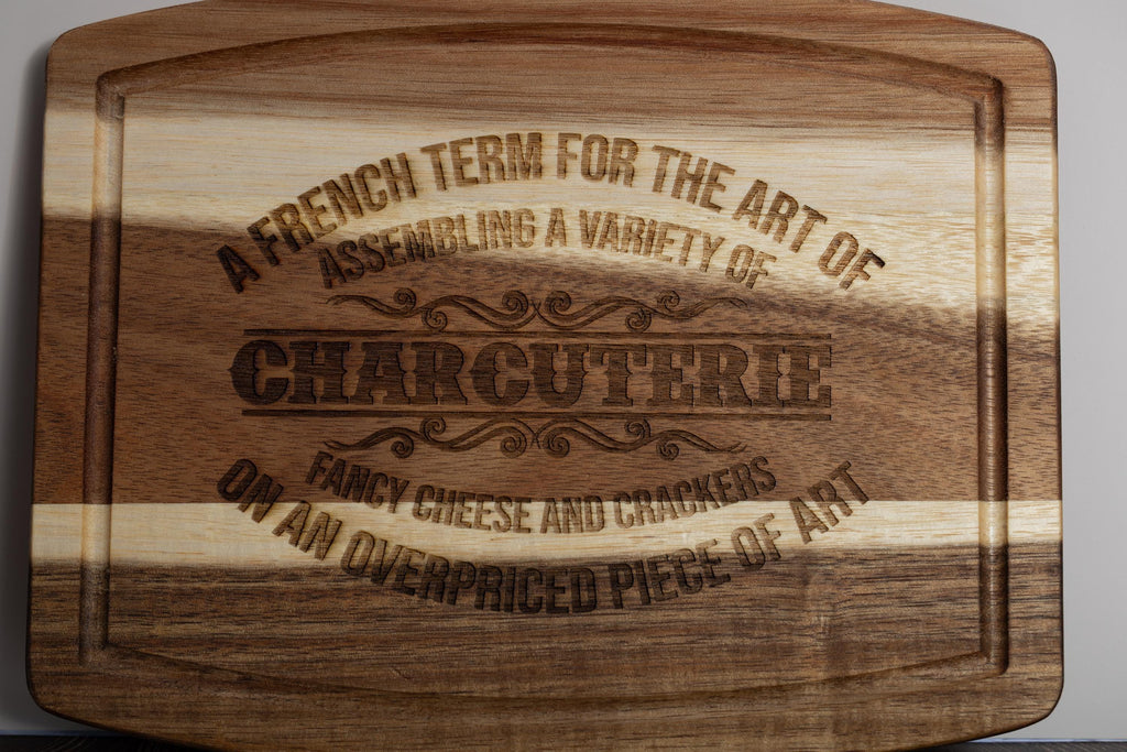 Rustic Acacia Charcuterie | 10 Inch Laser Engraved Wood Board – Unique Hostess Gift