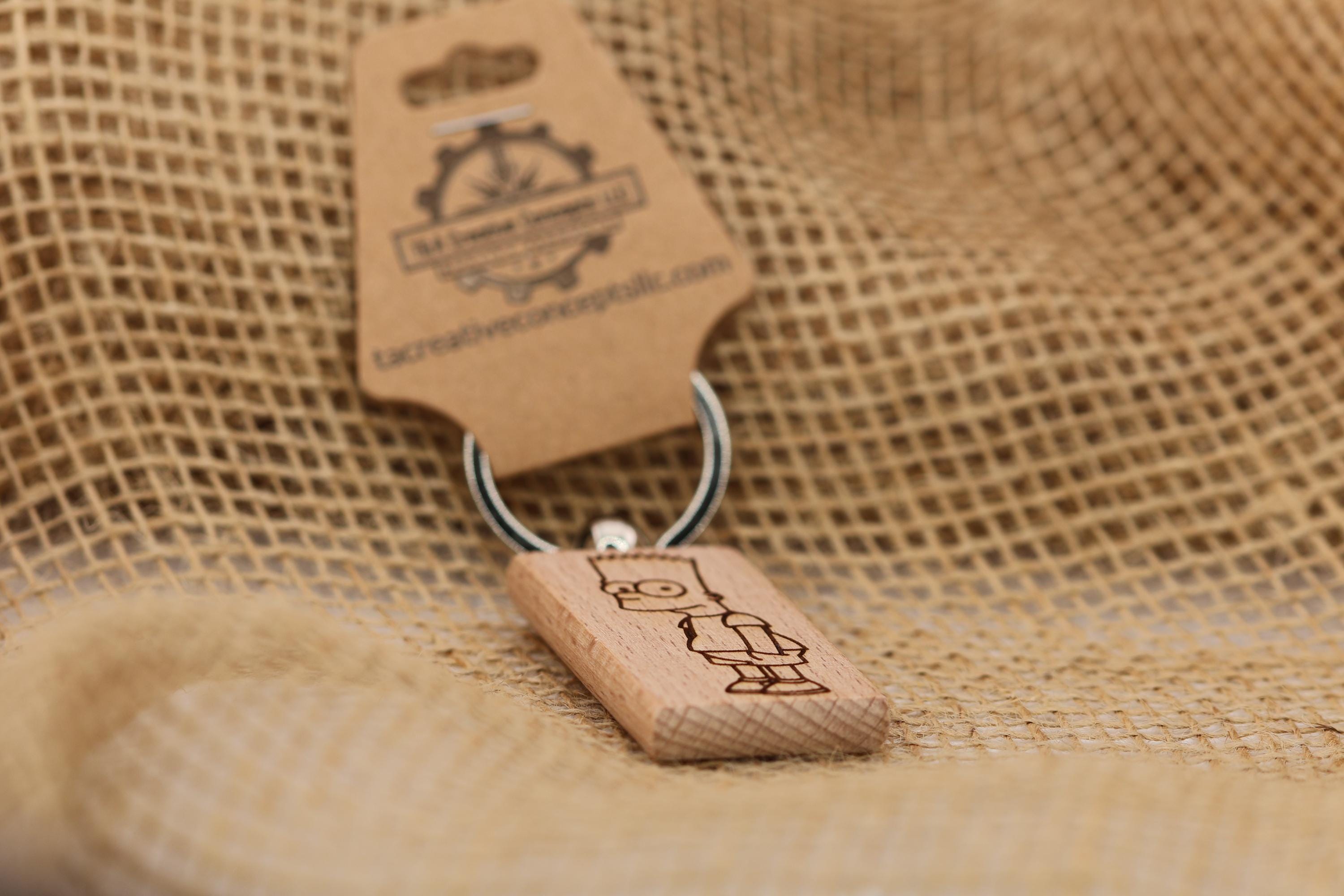 Bart Simpson Keychain – Double Sided Engraved Hardwood Pop Culture Gift